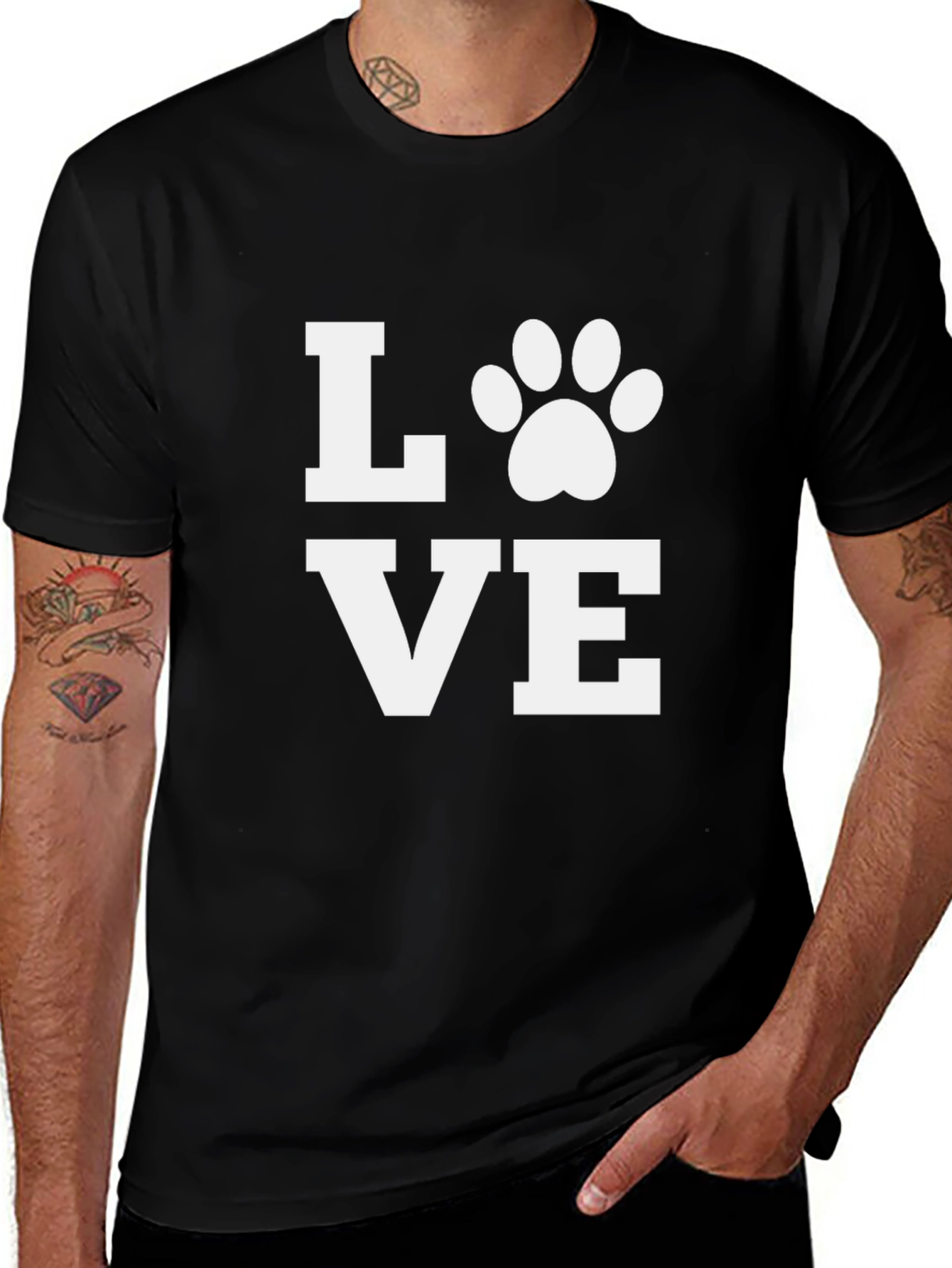 Variant 13 of Love Paw Print Black T-Shirt