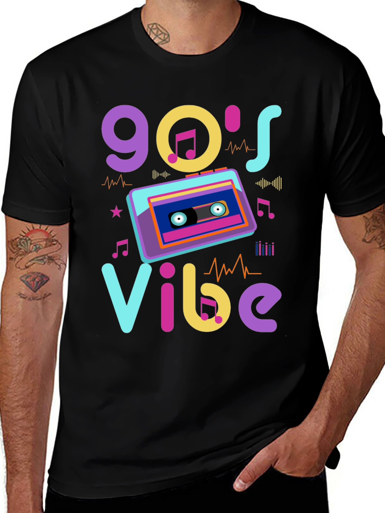 90s Vibe Graphic Tee - Retro Cassette Design
