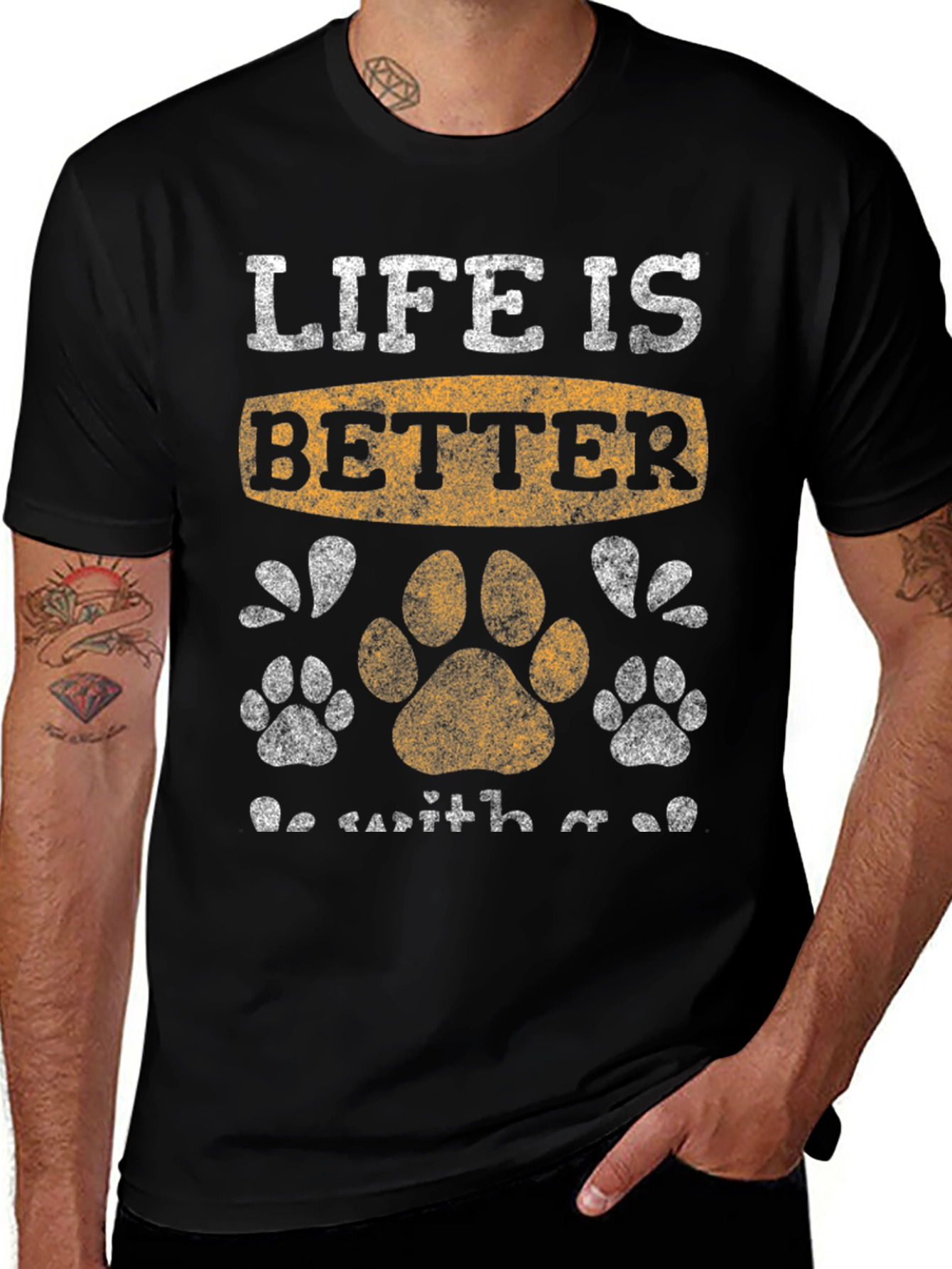 Variant 28 of Life Is Better With Paws Black T-Shirt