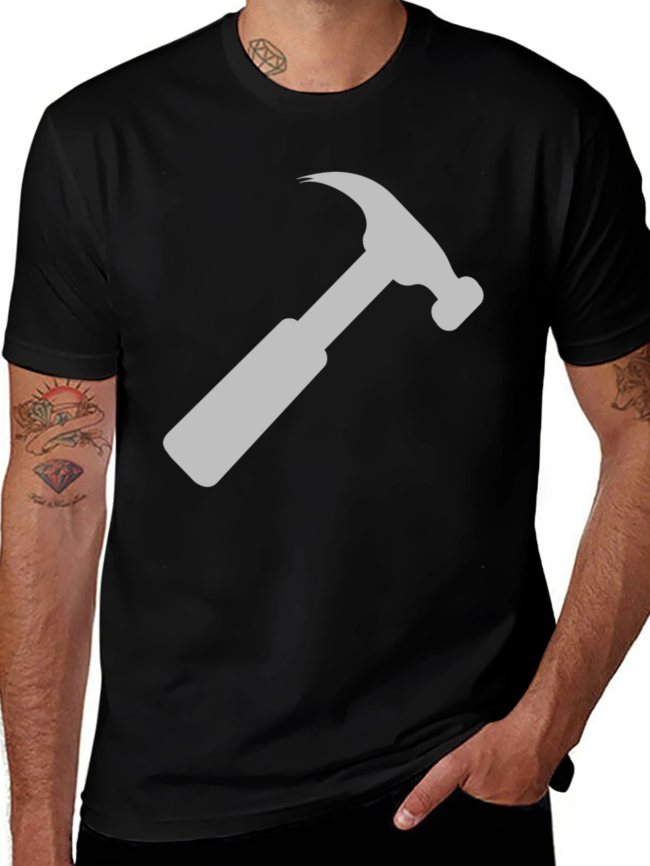 Hammer Graphic Tee - Black Cotton Crewneck