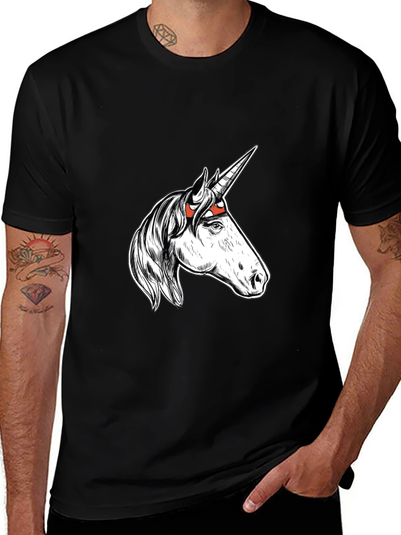 Variant 21 of Unicorn Graphic Black T-Shirt - Men's Fashion