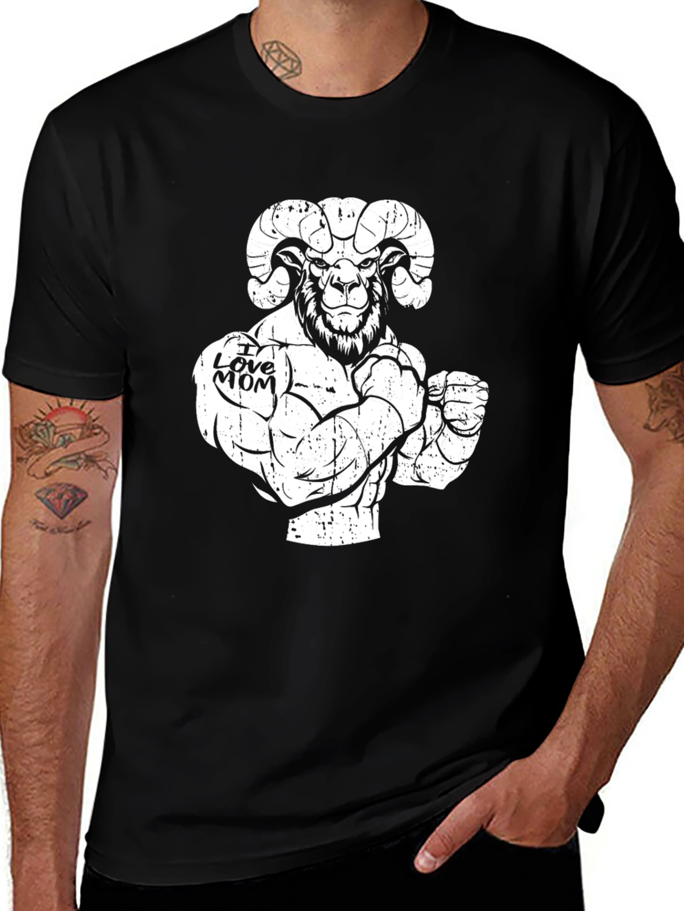 Variant 26 of I Love Mom Ram Graphic T-Shirt