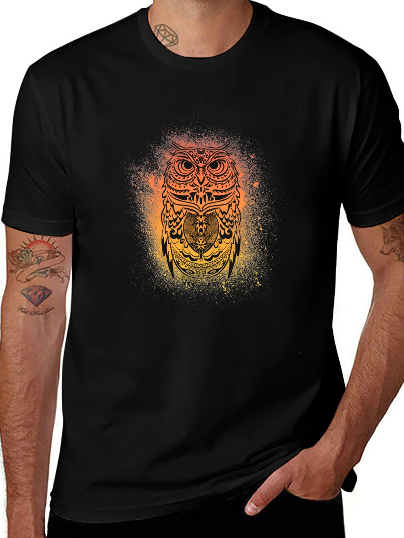 Variant 14 of Mystic Owl Graphic Black T-Shirt