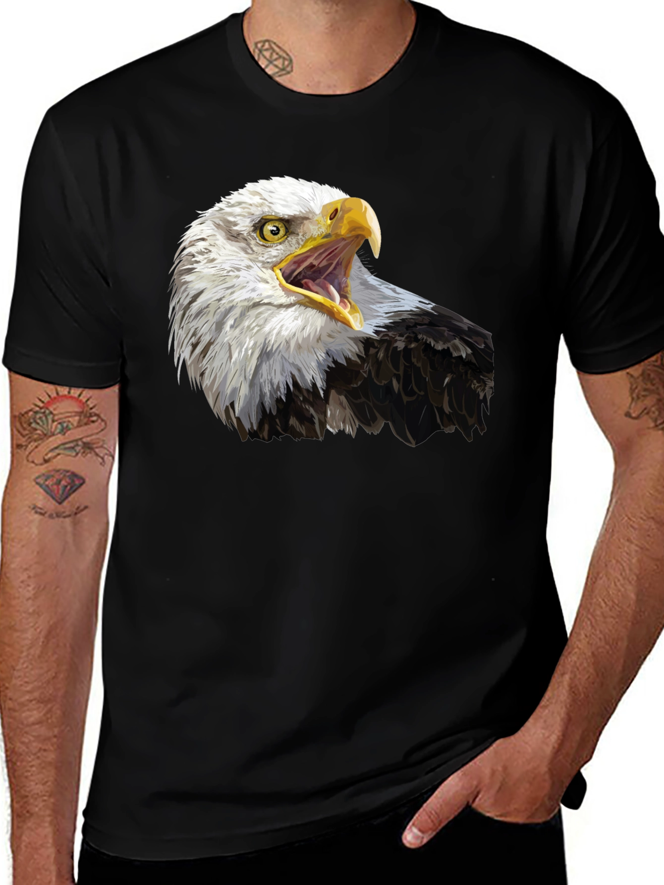 Variant 29 of Bald Eagle Graphic T-Shirt - Black