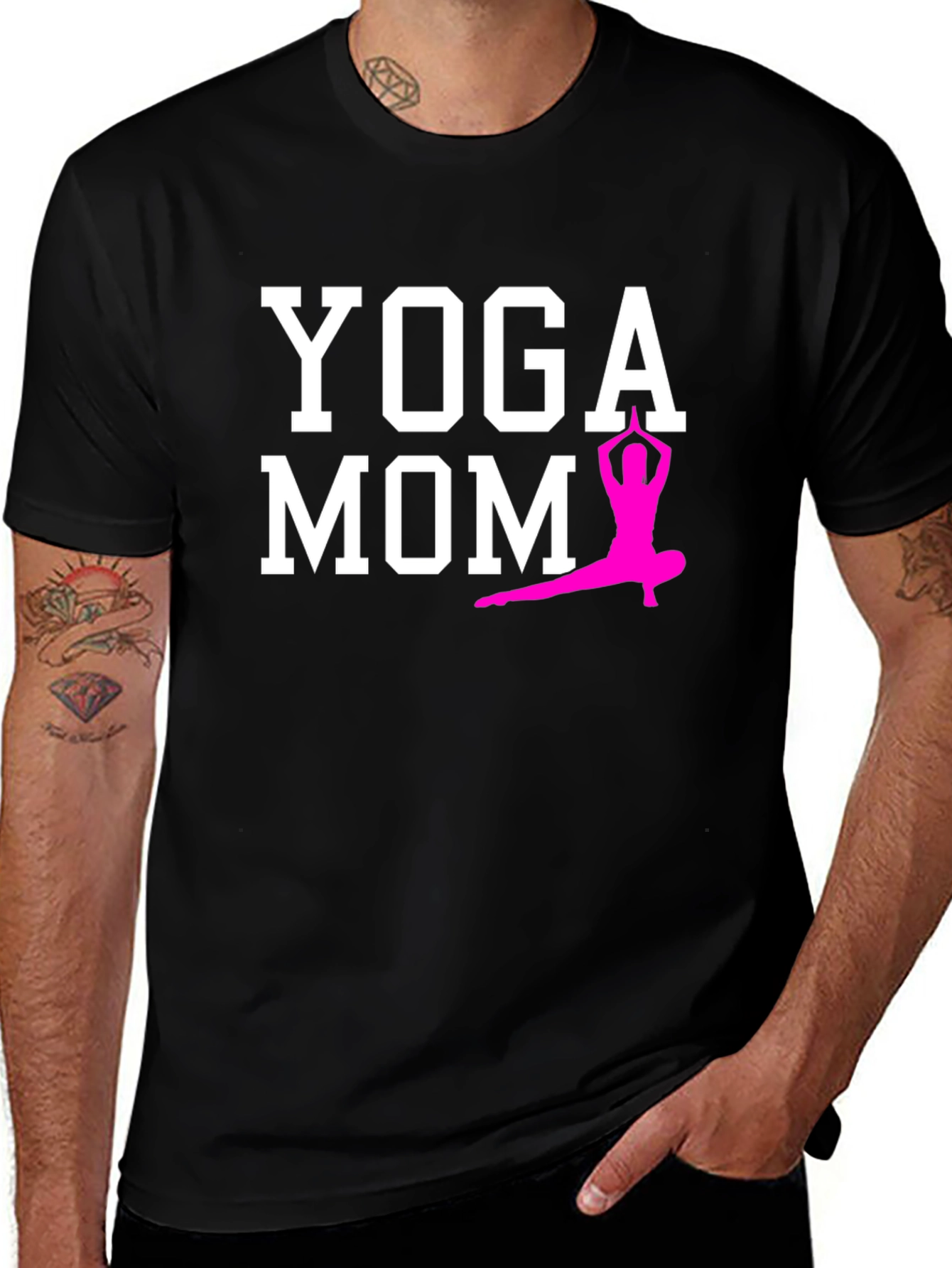Variant 27 of Yoga Mom T-Shirt - Black Cotton Blend