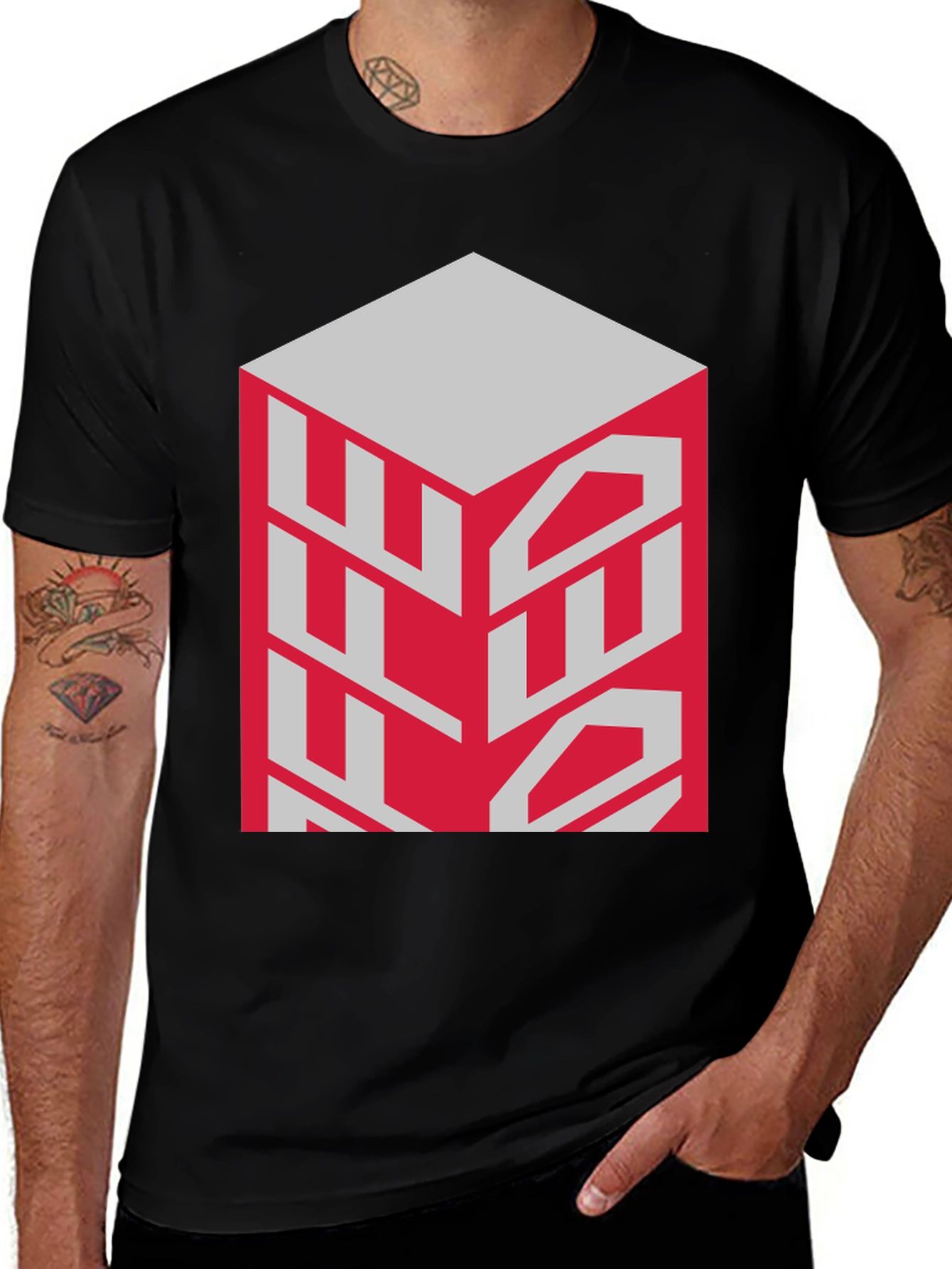 Variant 21 of Abstract Cube Graphic Tee - Modern Black T-Shirt