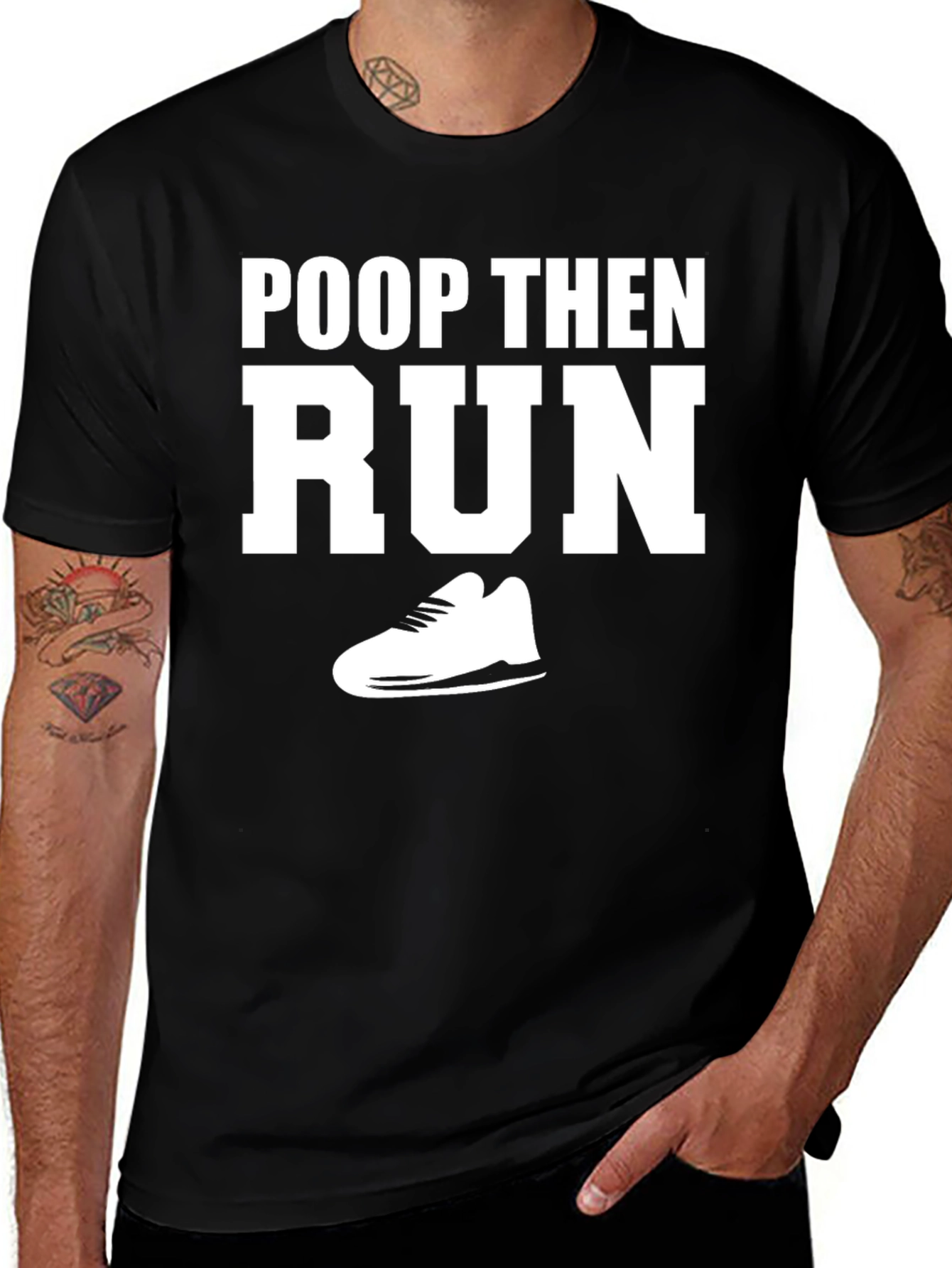 Poop Then Run Graphic Tee - Funny Workout Shirt