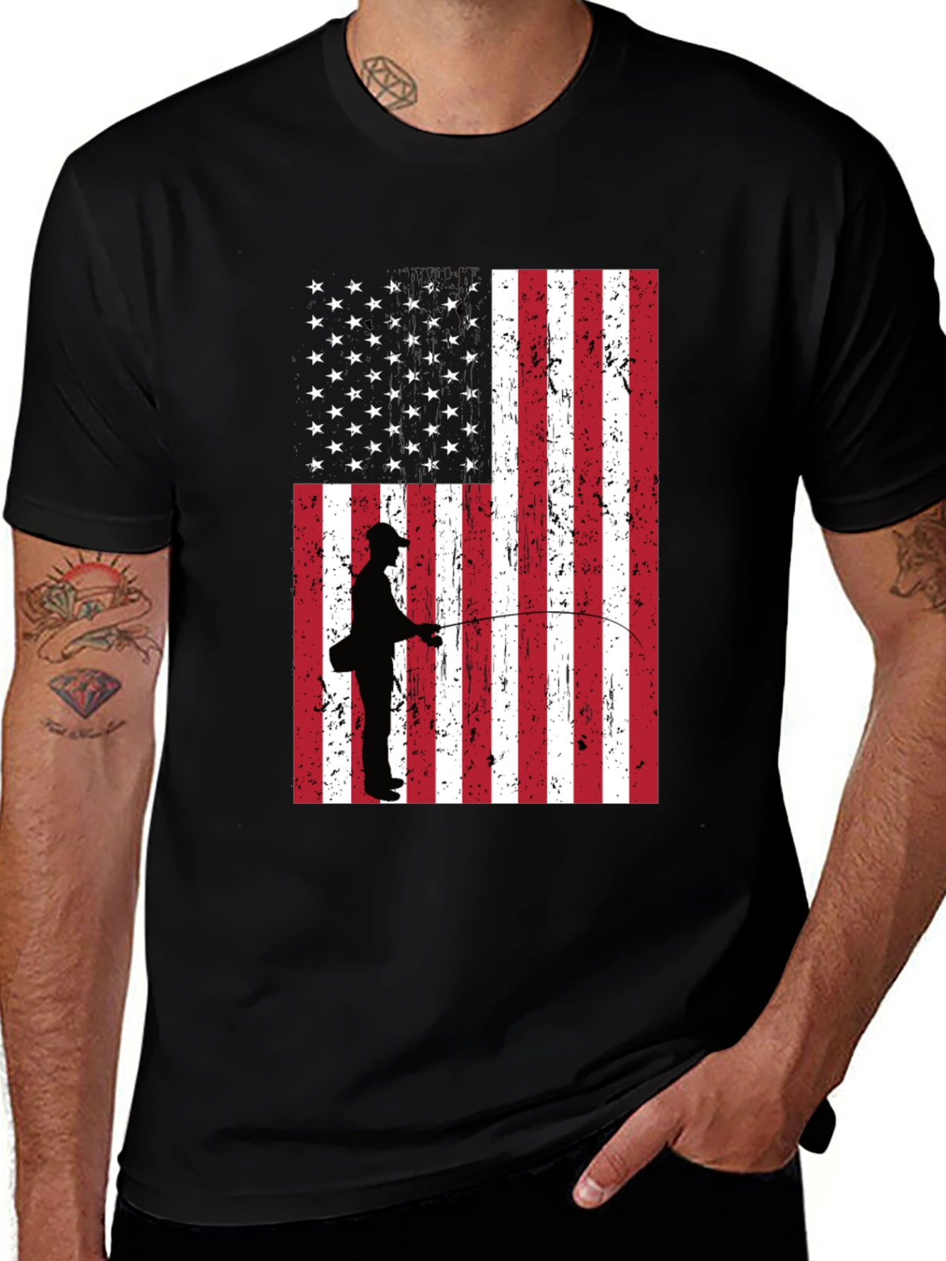 Variant 4 of American Flag Fishing T-Shirt