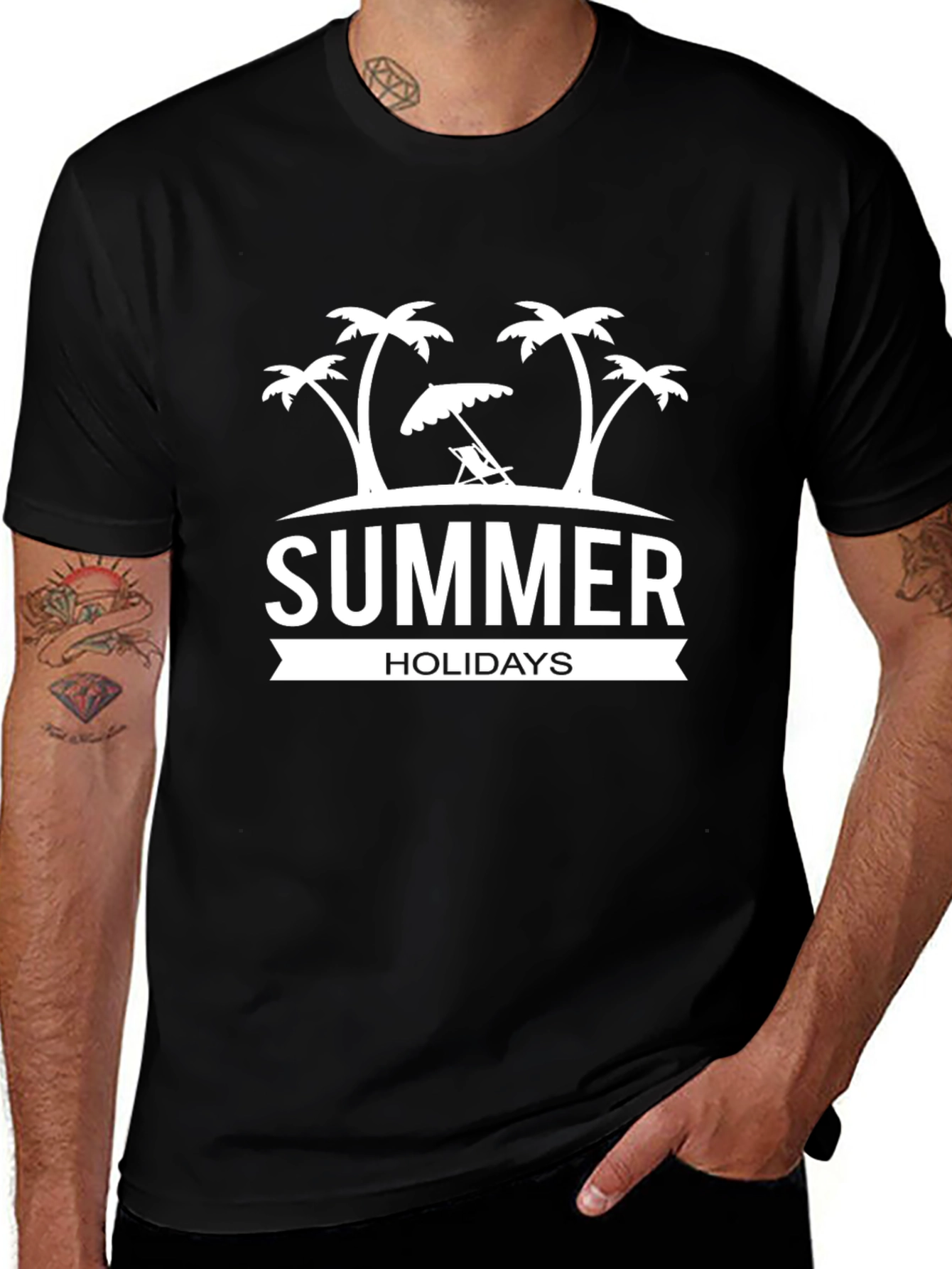 Variant 22 of Summer Holidays Black T-Shirt Beach Vacation Tee