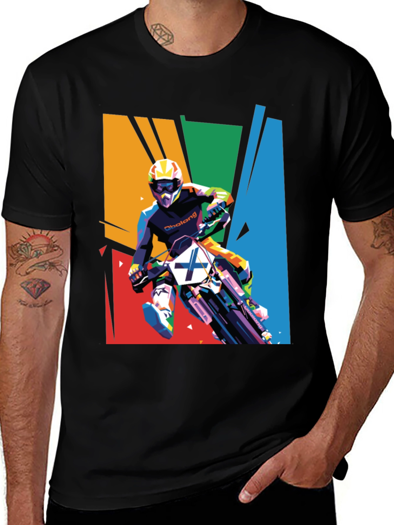 Variant 10 of Motocross Rider Graphic Tee - Sporty Colorful Design