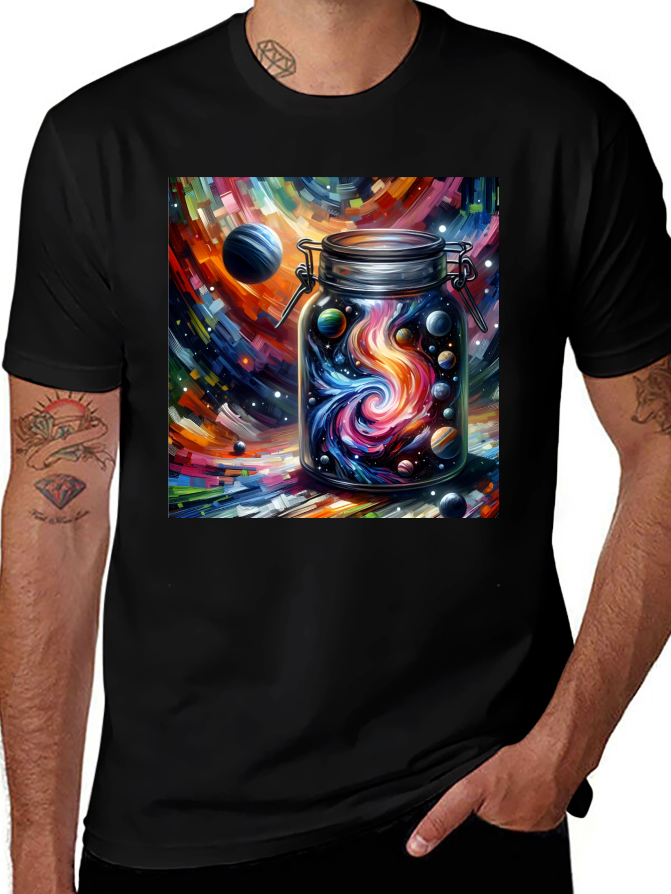 Variant 4 of Galaxy Jar Graphic Tee - Unique Space Design