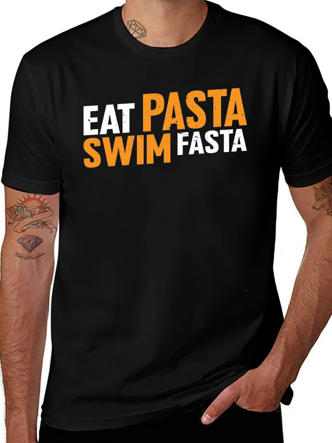 Variant 16 of Eat Pasta Swim Fasta Black T-Shirt