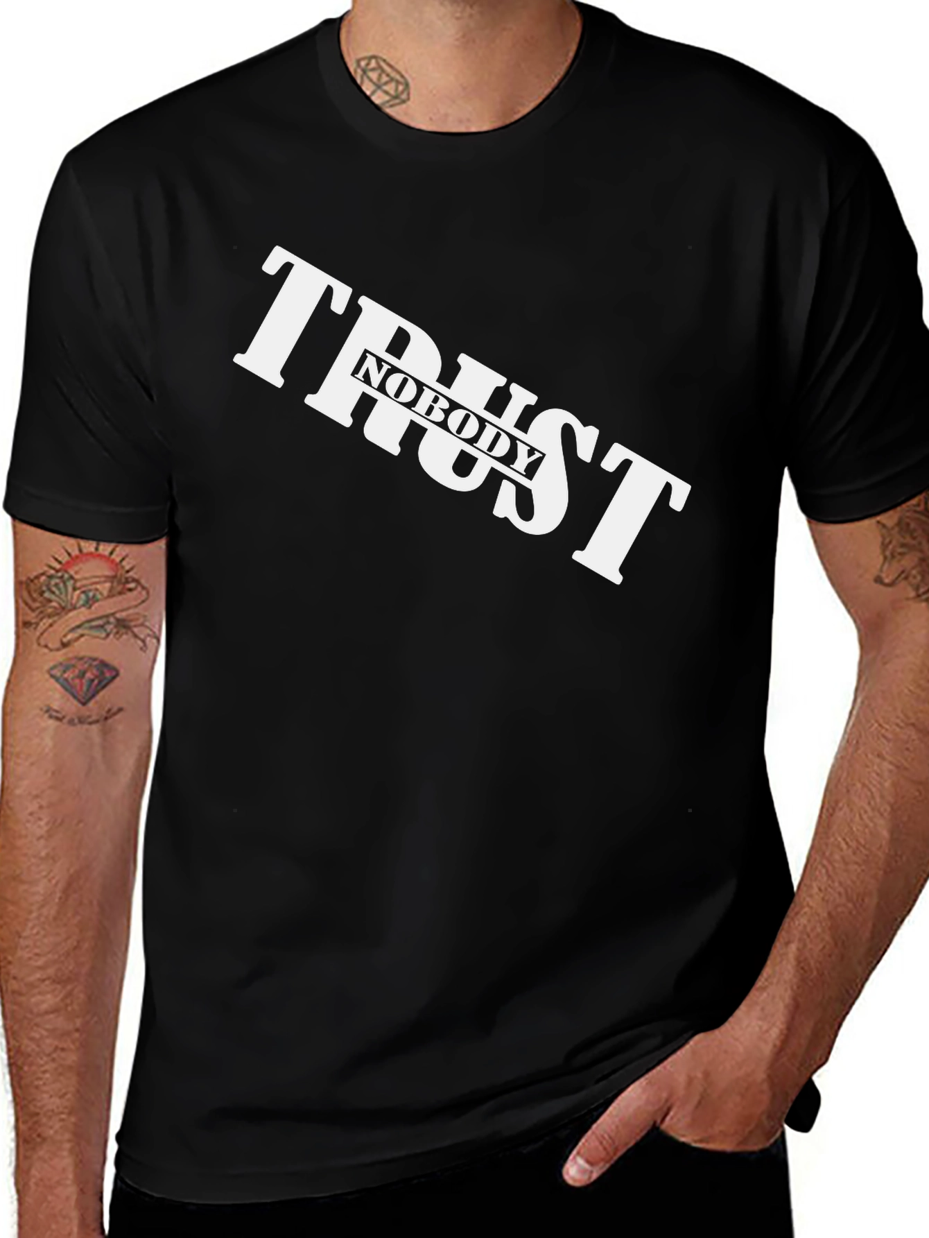 Variant 11 of Trust Nobody Graphic Black T-Shirt