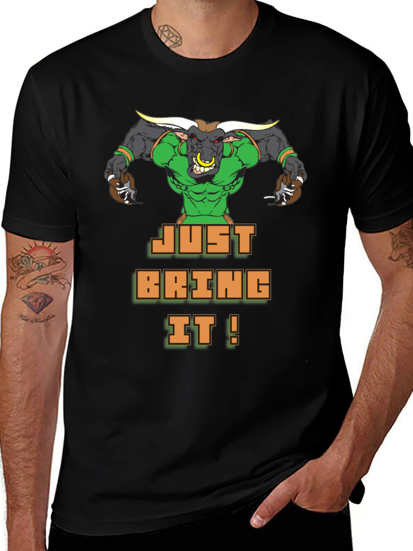Variant 26 of Just Bring It! Graphic Tee - Bold Bull Design