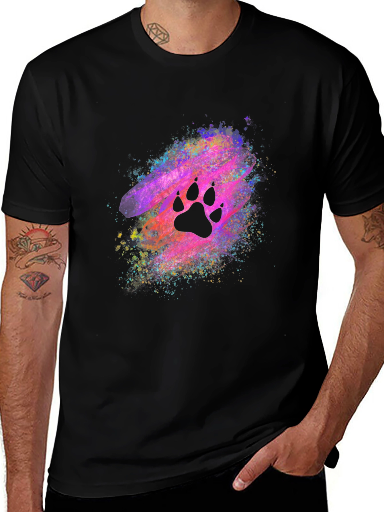 Variant 16 of Colorful Paw Print T-Shirt - Artistic Design