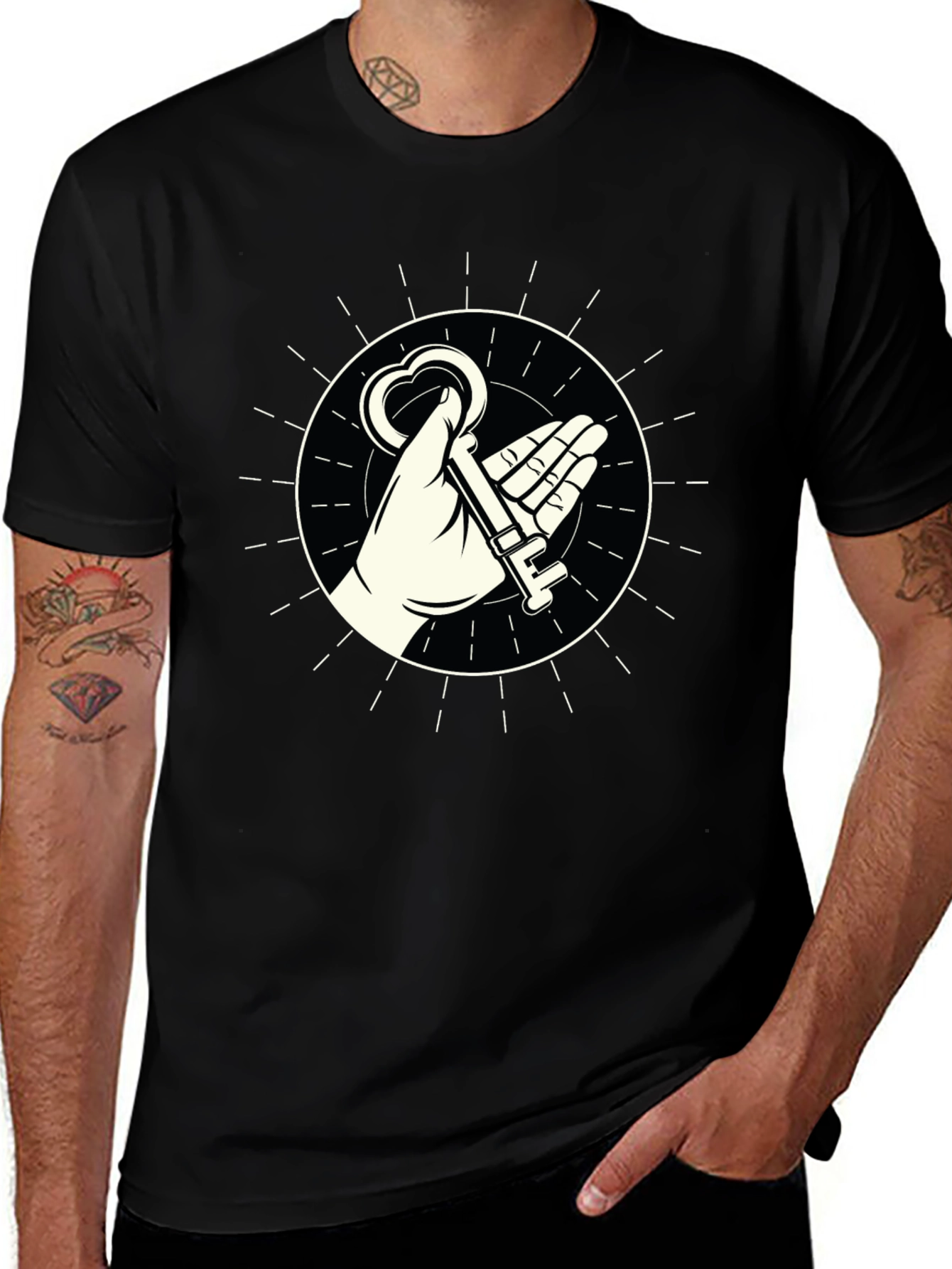 Variant 30 of Mystic Key Graphic Tee - Black Cotton Blend