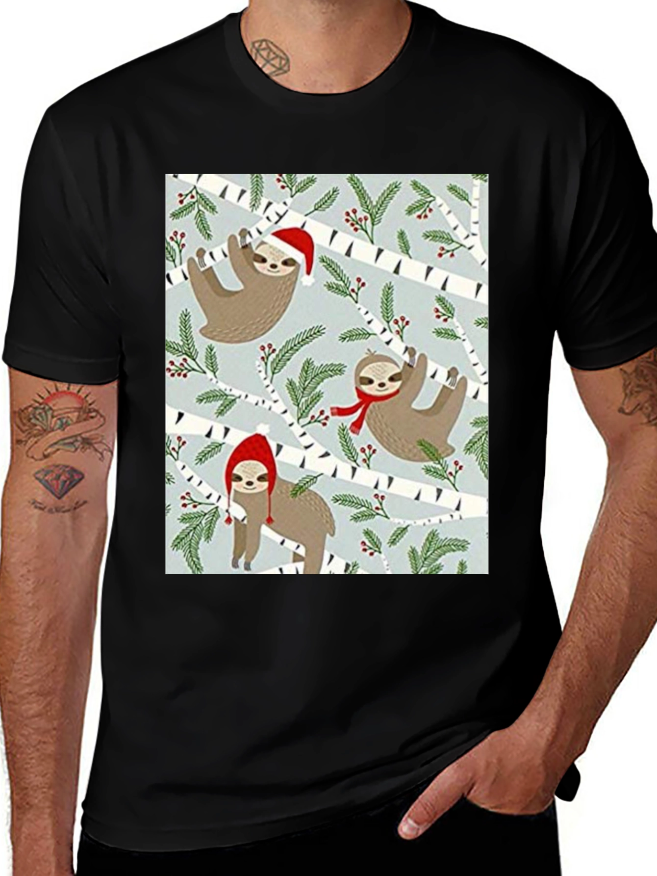 Variant 24 of Festive Sloth Christmas T-Shirt