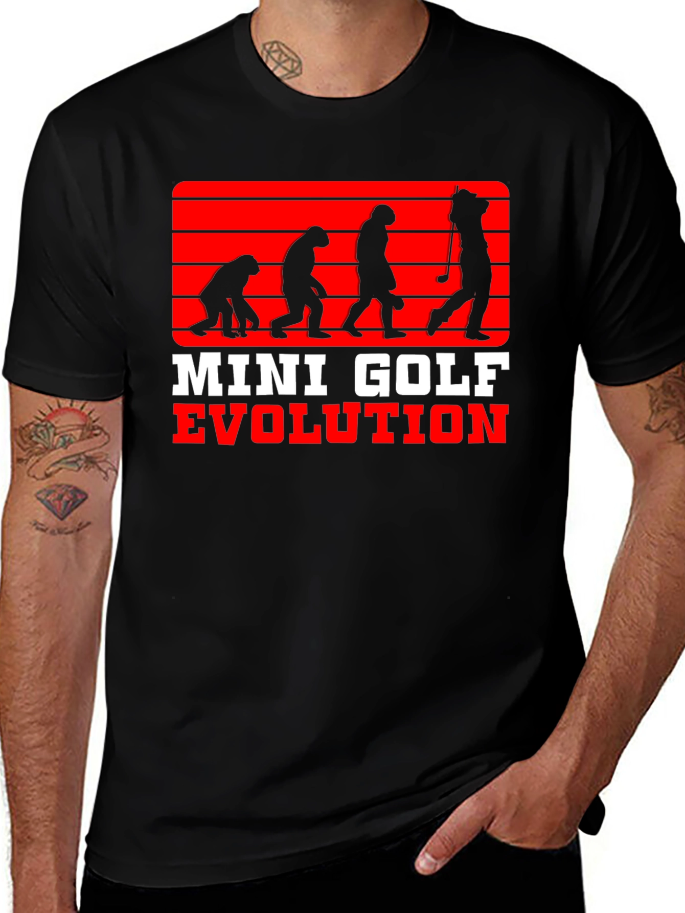 Black Mini Golf Evolution Tee - Funny Golfer T-Shirt main image