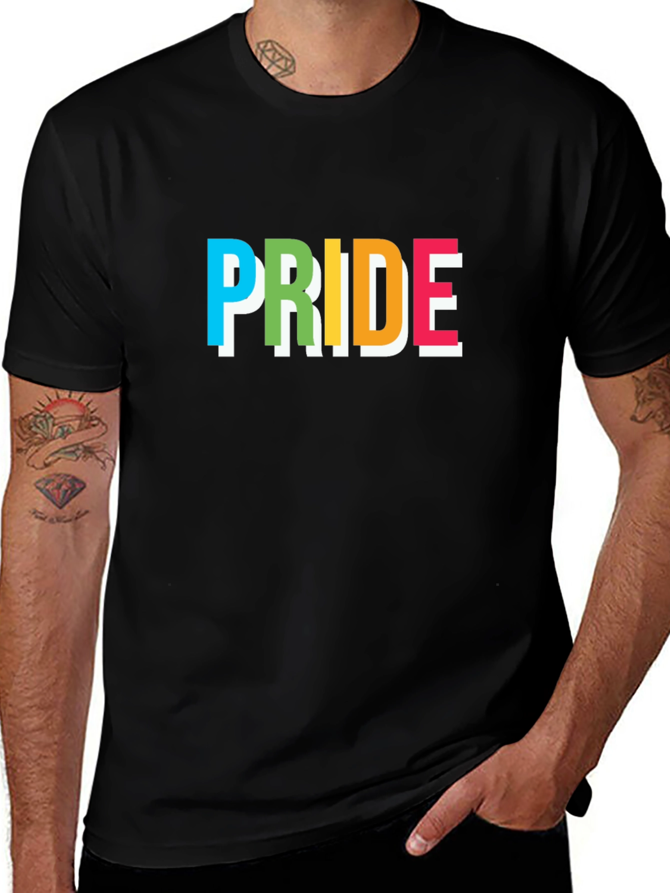 Black Pride Graphic Tee - Rainbow Lettering main image