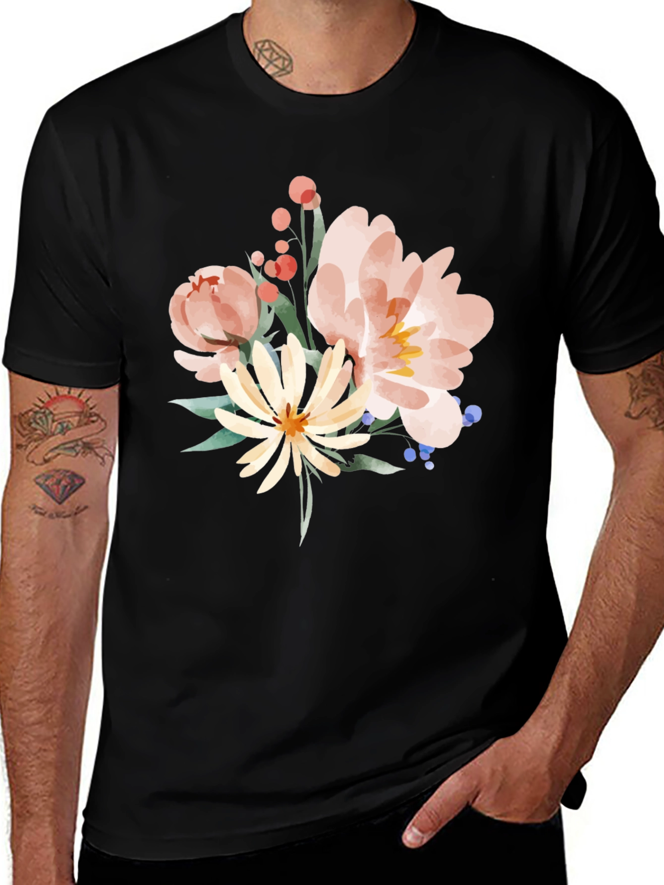 Variant 21 of Floral Graphic Black T-Shirt