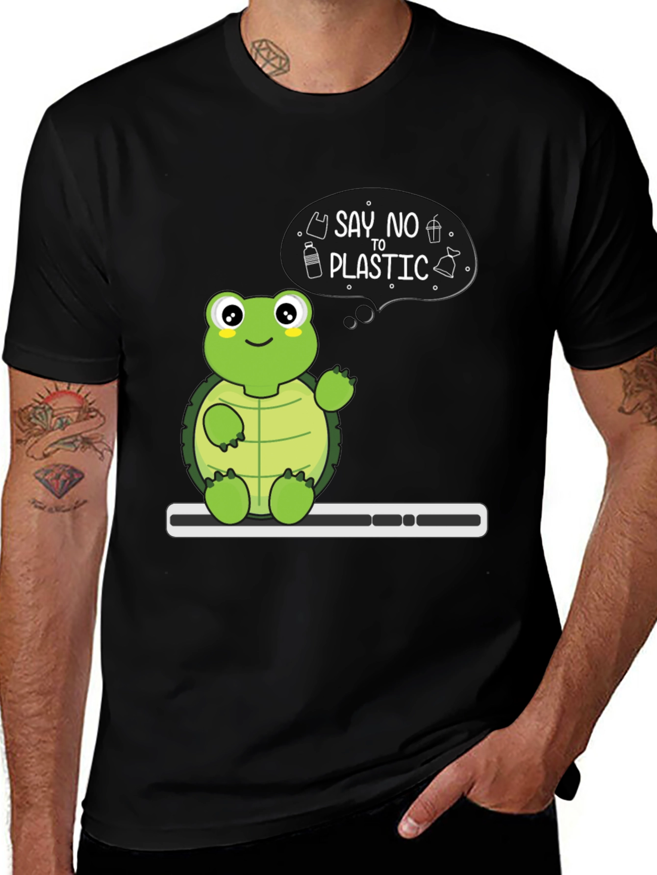 Variant 28 of Eco-Friendly Turtle T-Shirt - Say No To Plastic!