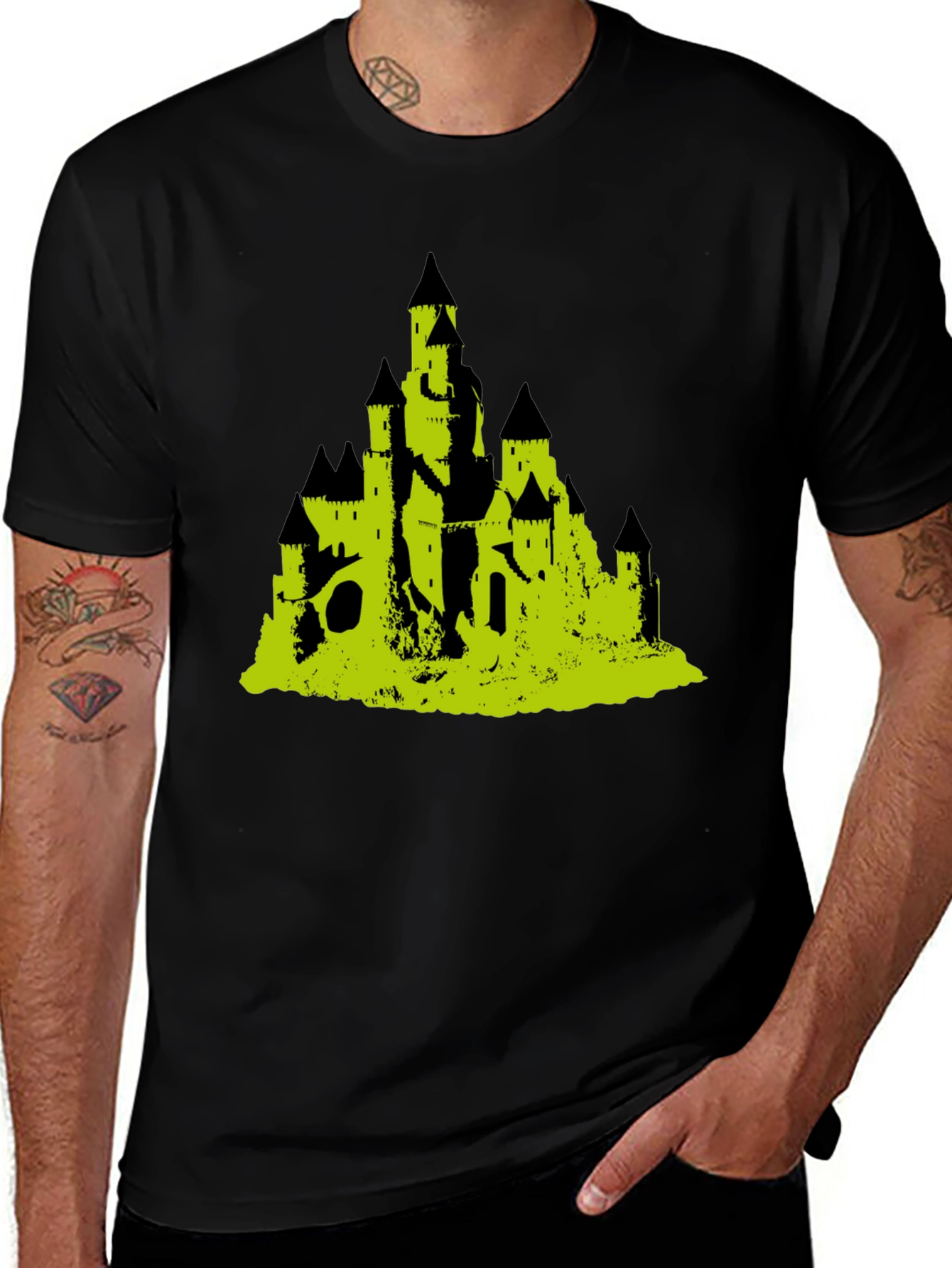 Variant 12 of Black T-Shirt with Castle Graphic