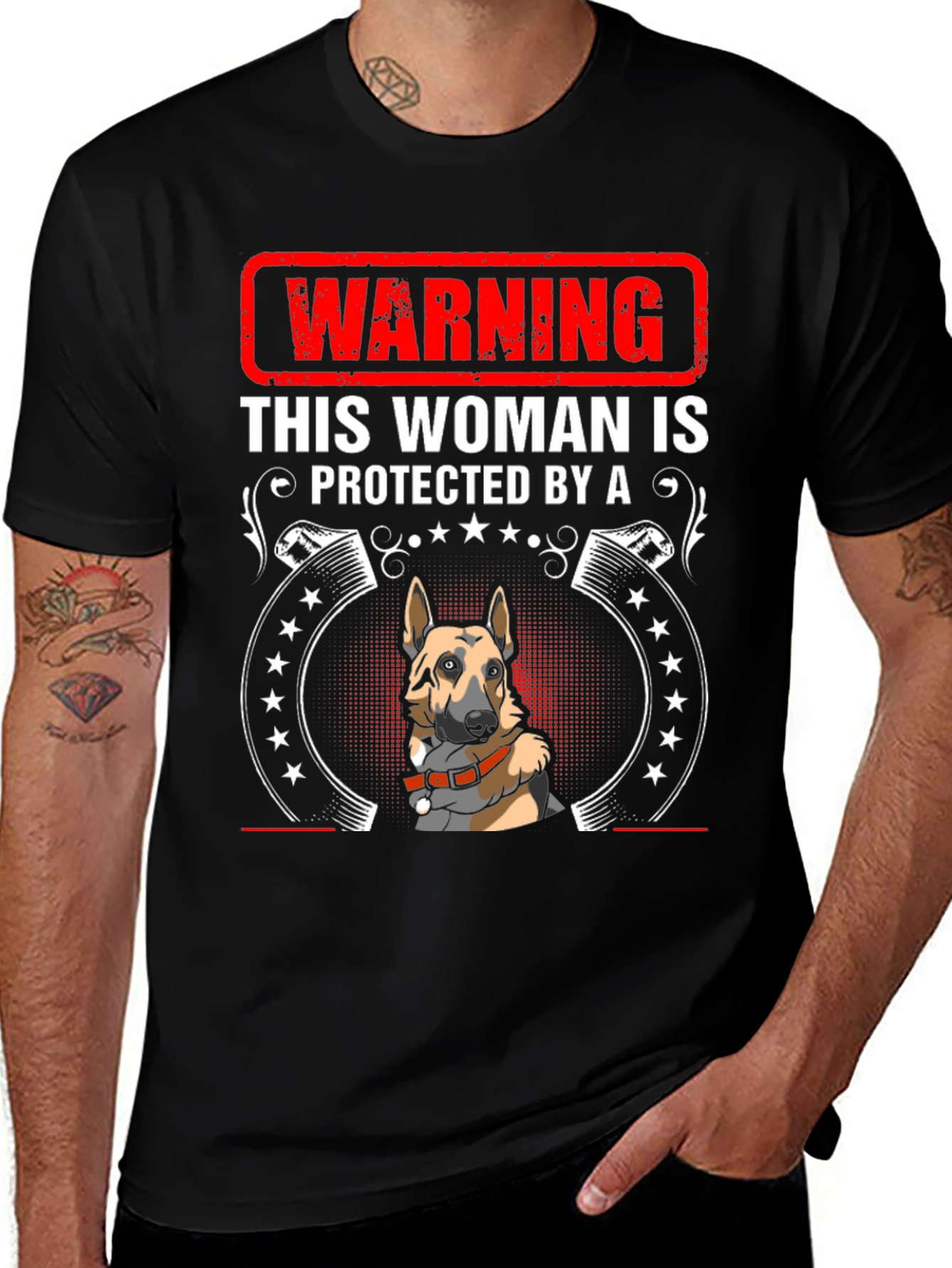 Variant 4 of Woman Protected by Dog T-Shirt