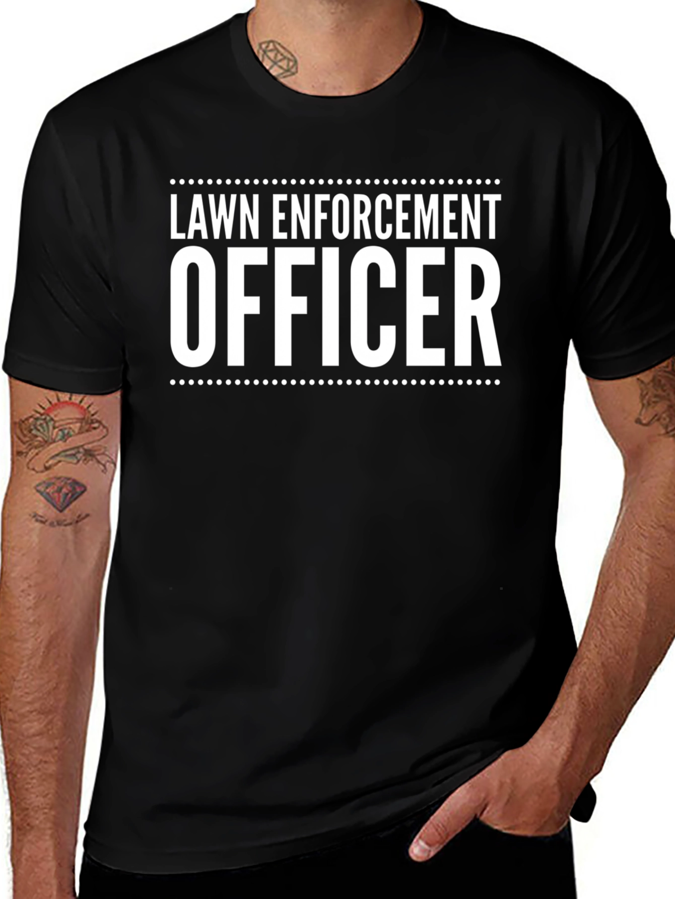 Black Lawn Enforcement Officer T-Shirt - Funny Lawn Care Tee main image
