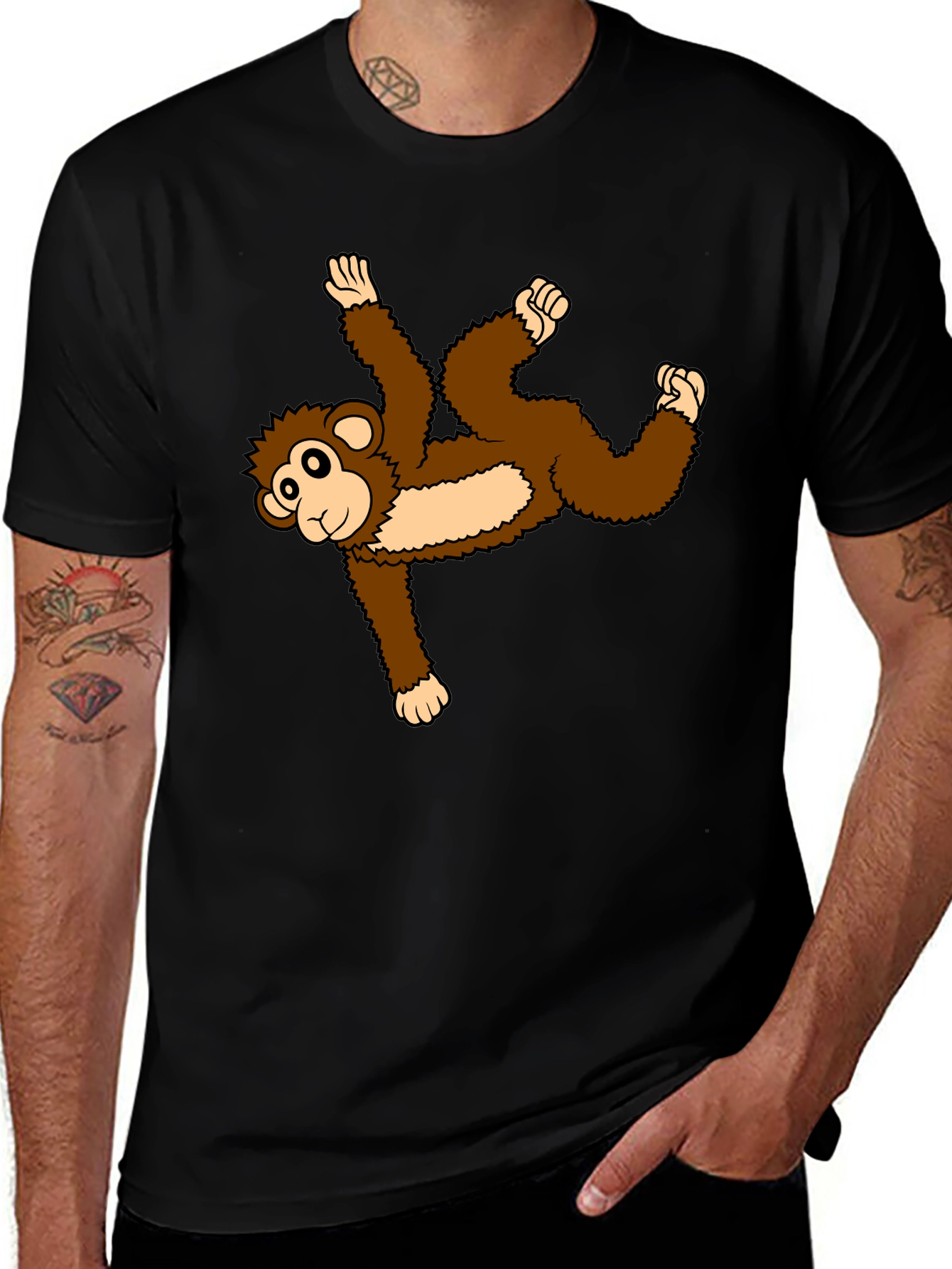Variant 28 of Monkey Graphic Tee - Black Cotton T-Shirt