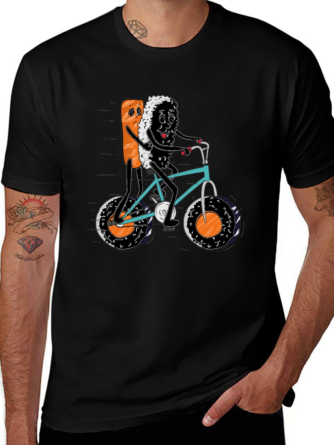 Variant 16 of Sushi Bike Ride Black T-Shirt