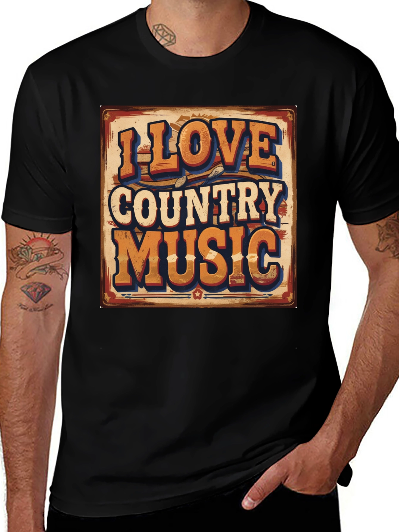 Variant 6 of I Love Country Music Graphic Tee