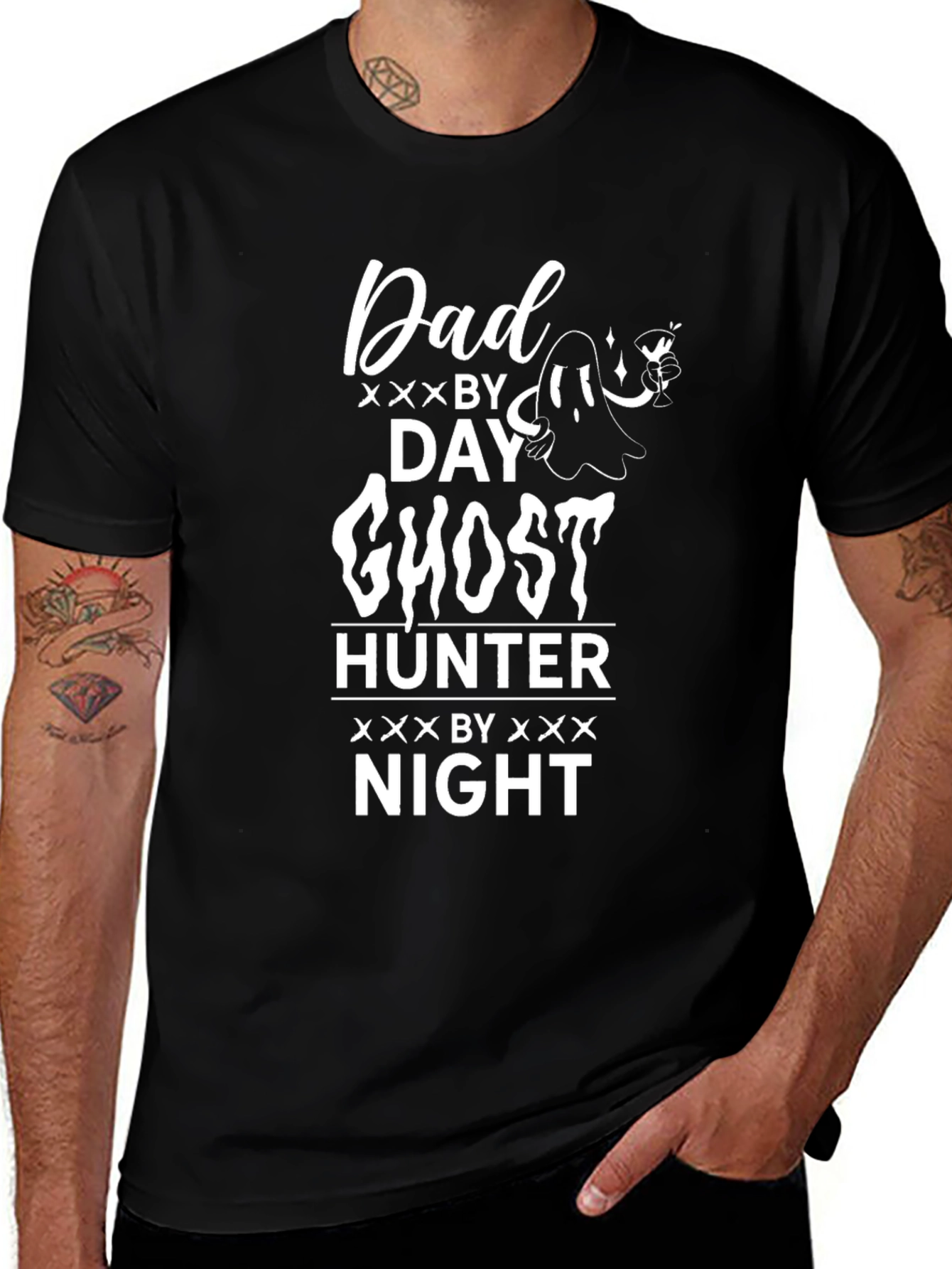 Variant 20 of Dad By Day Ghost Hunter By Night Black T-Shirt