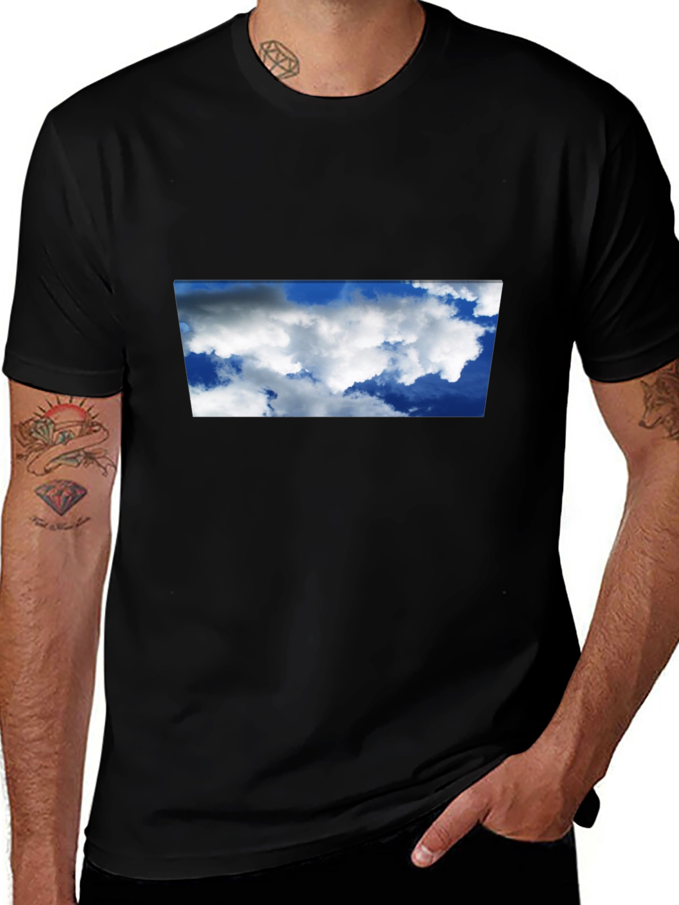 Variant 17 of Cloudscape Graphic Print Black T-Shirt