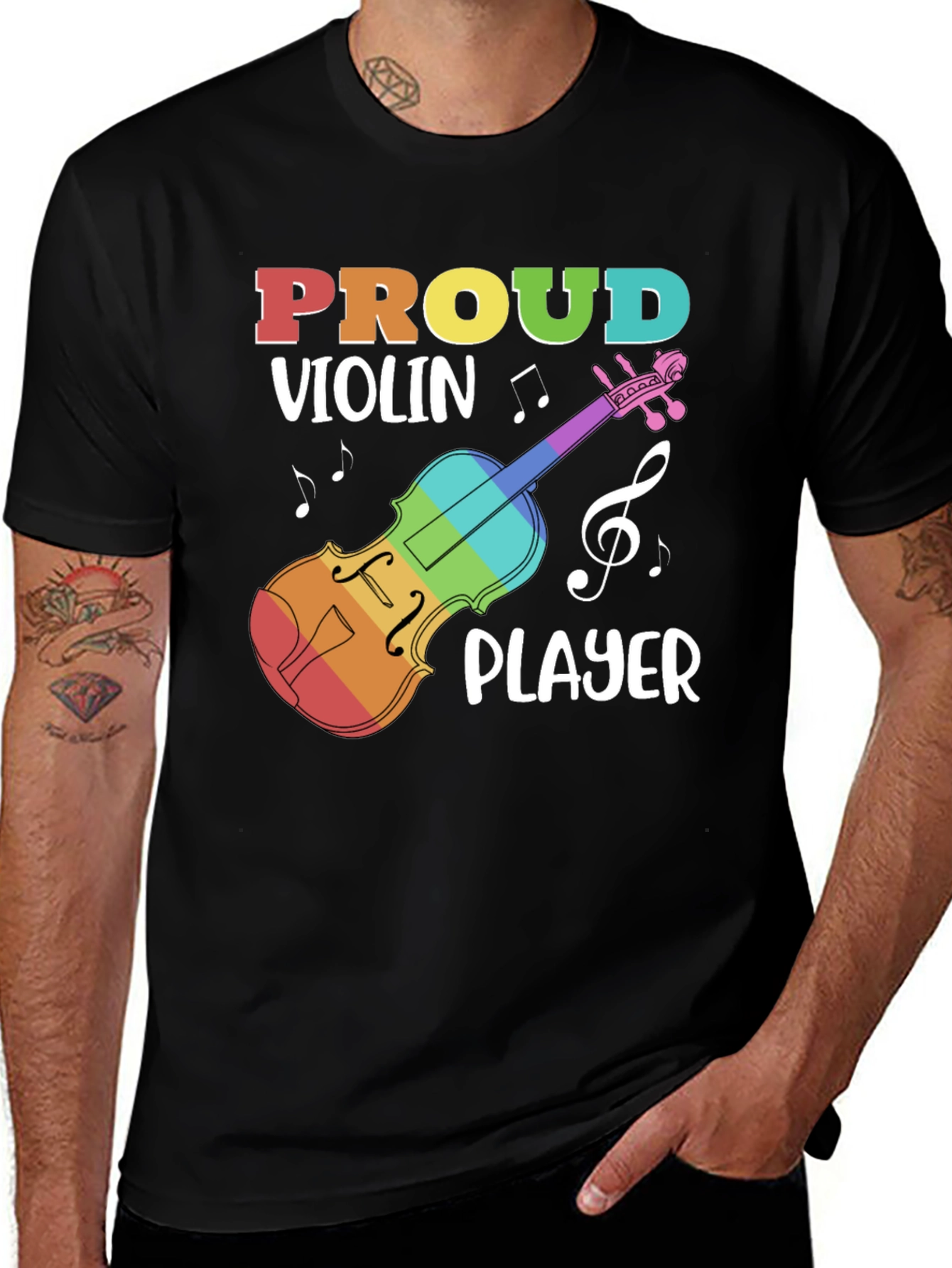 Black Proud Violin Player Black T-Shirt main image
