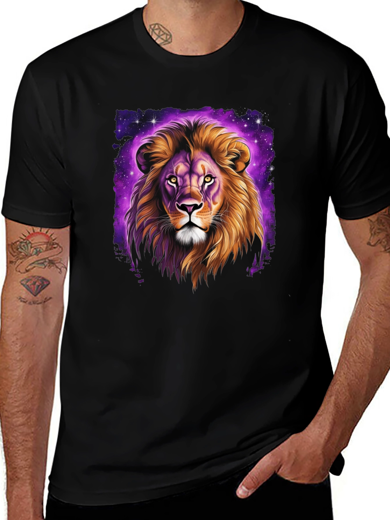 Variant 19 of Lion Graphic Print Black T-Shirt