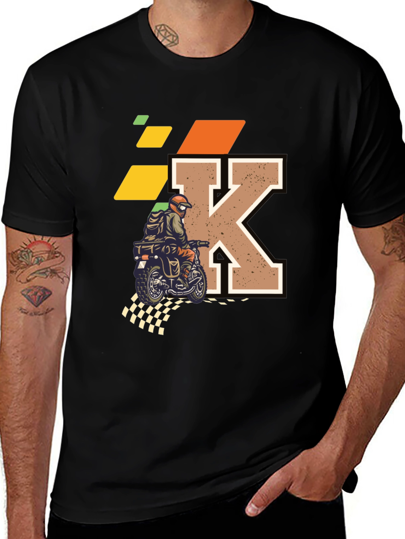 Motorcycle Letter K Graphic Tee - Ride in Style!