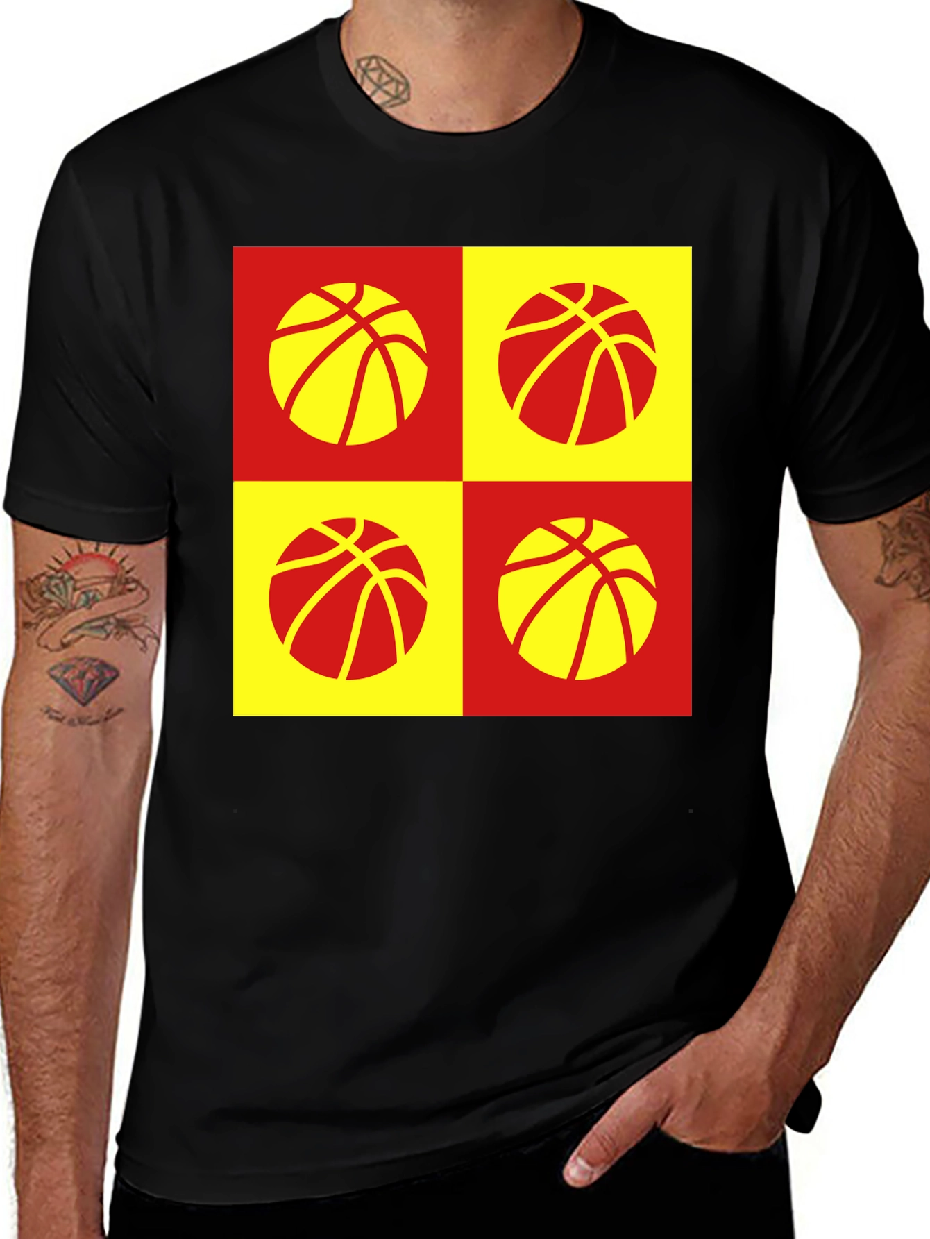 Variant 26 of Basketball Pattern Graphic Tee - Black