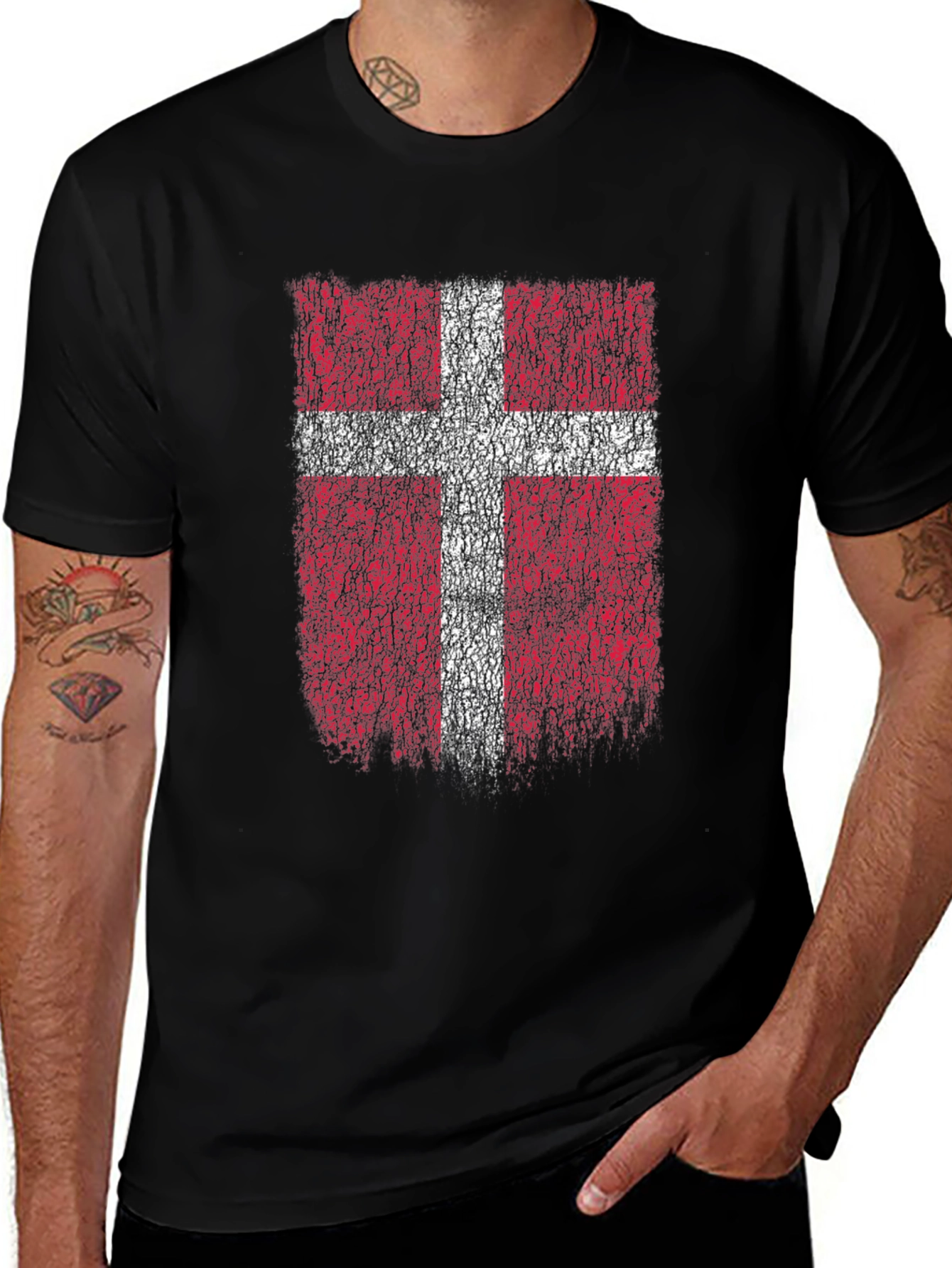 Distressed Denmark Flag T-Shirt