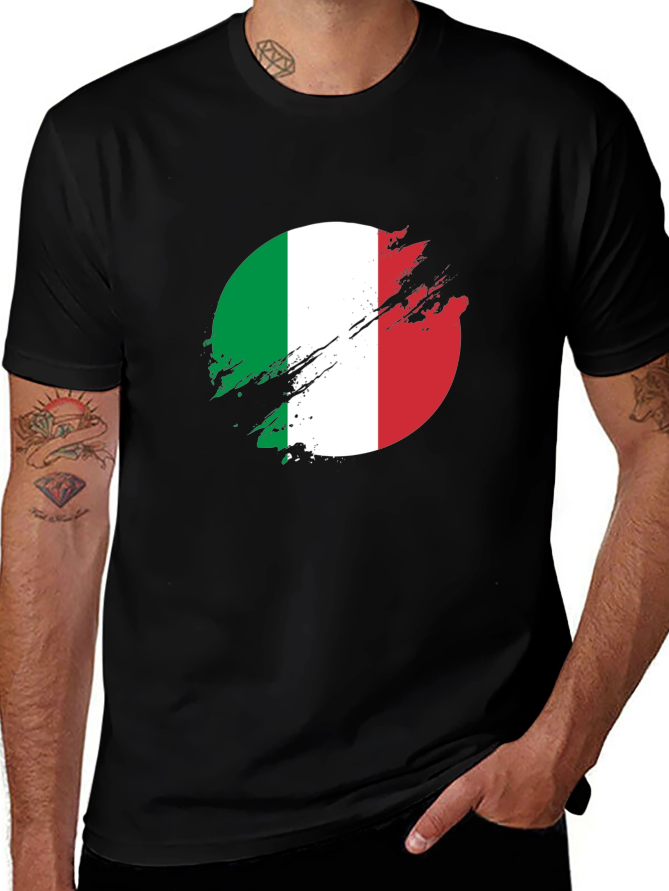Variant 24 of Italy Flag Graphic T-Shirt - Black