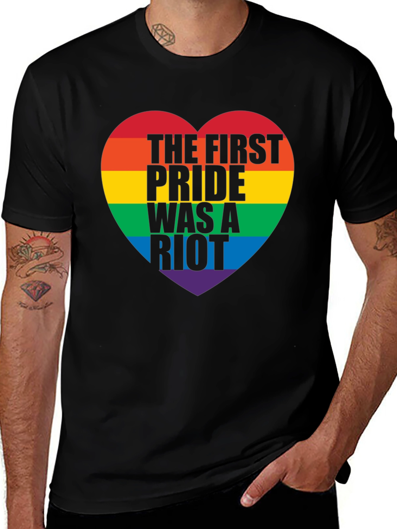 Variant 9 of Pride Riot T-Shirt - LGBT Rainbow Heart