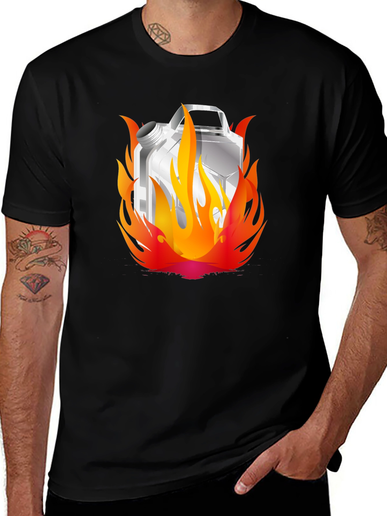 Variant 11 of Flaming Gas Can Black T-Shirt - Hot Style!