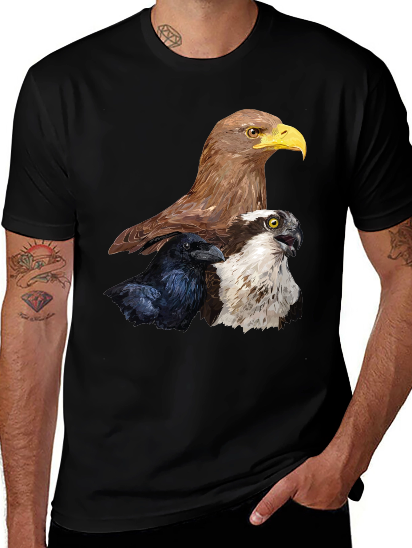 Variant 7 of Men's Eagle, Raven, Osprey Graphic Print T-Shirt