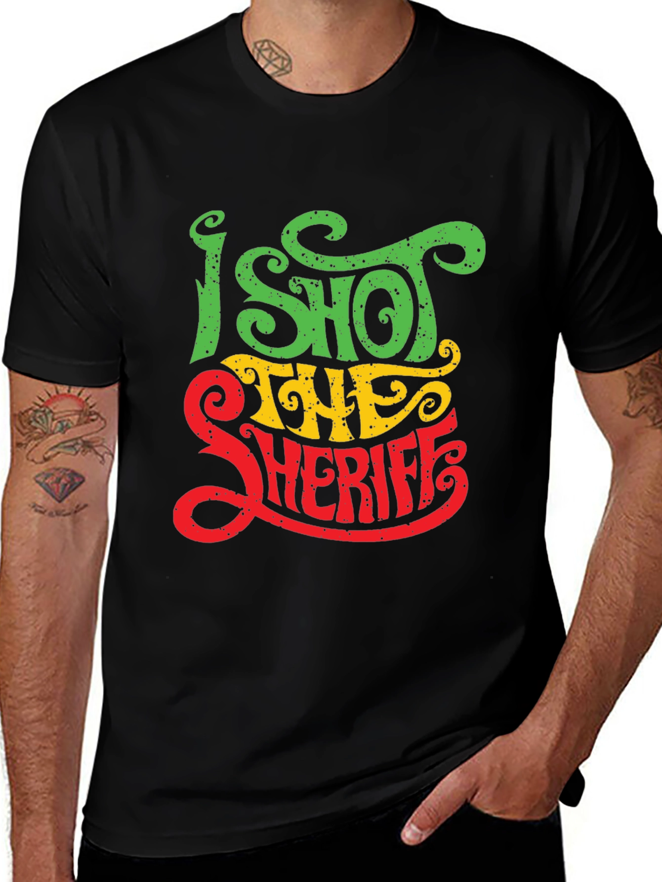 Variant 11 of I Shot The Sheriff Graphic Tee - Rasta Colors