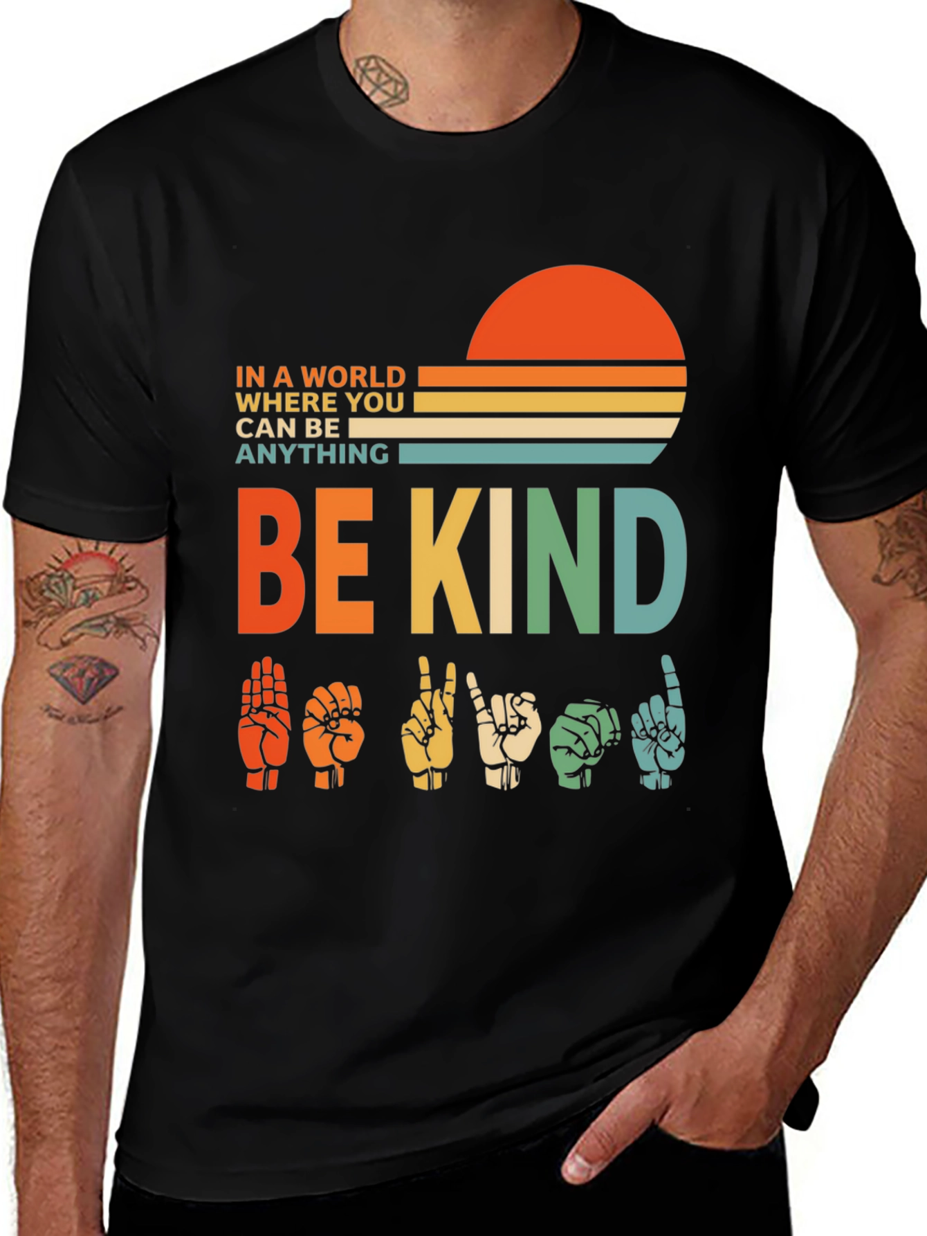 Variant 6 of Be Kind T-Shirt - Retro Sign Language Design