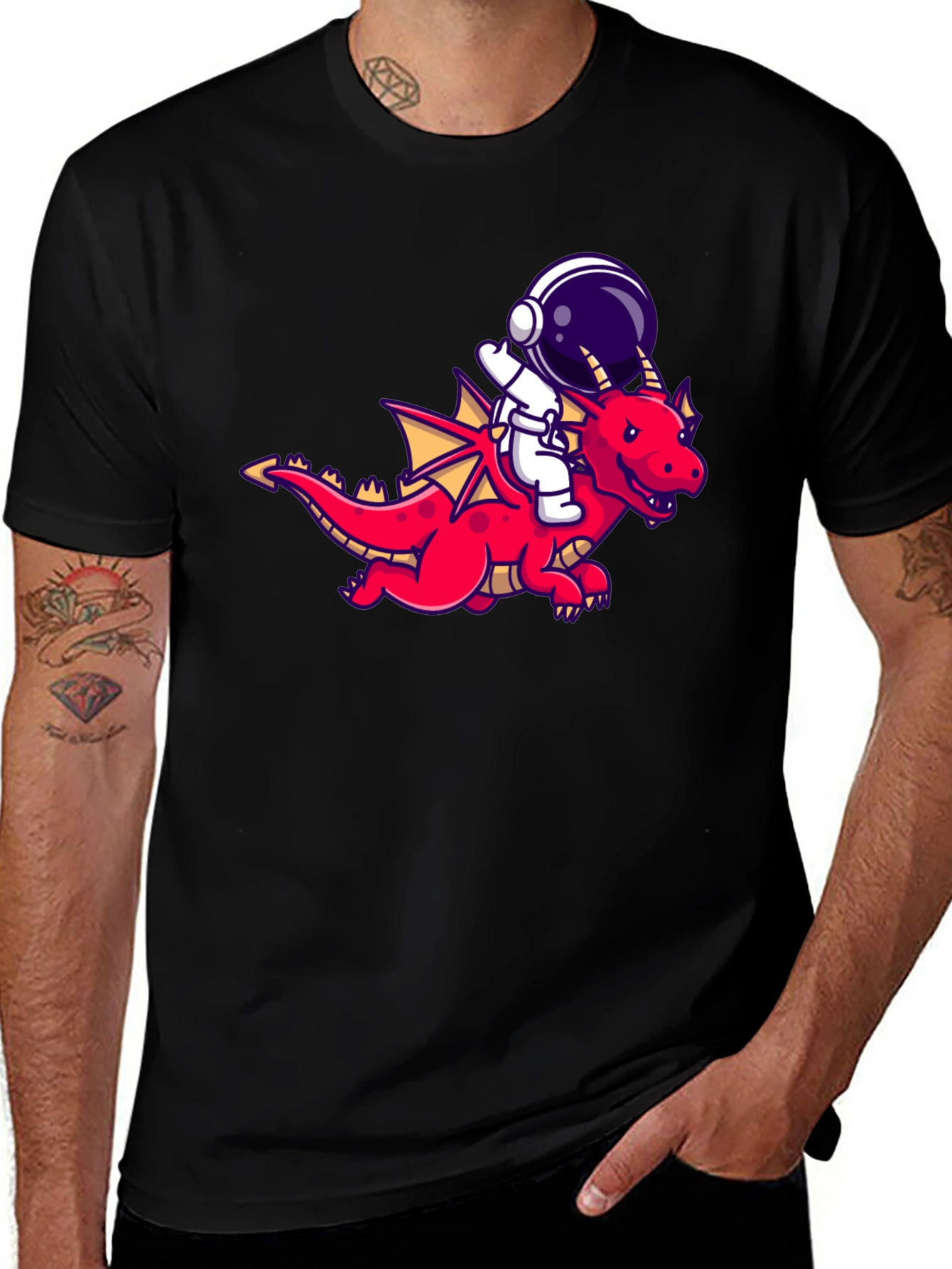 Variant 6 of Astronaut Riding Dragon Graphic T-Shirt