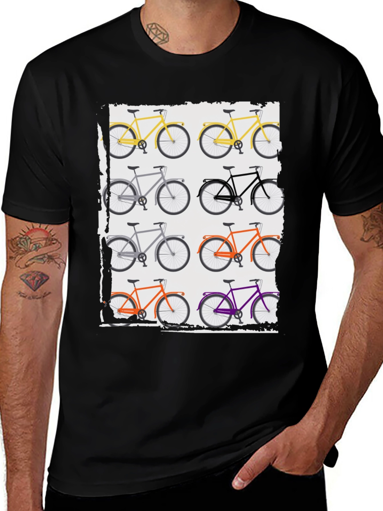 Variant 18 of Colorful Bike Pattern T-Shirt