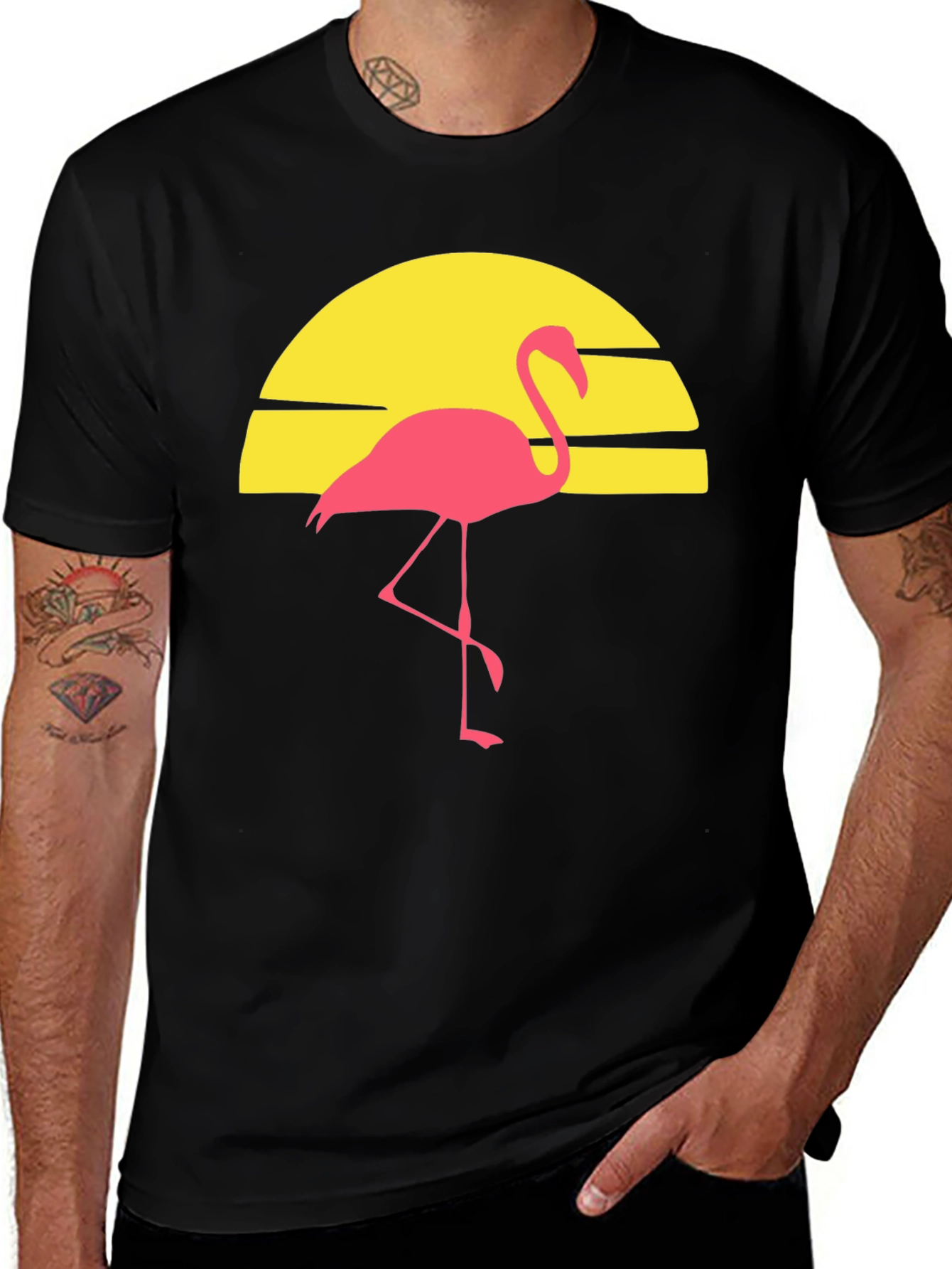 Variant 28 of Retro Flamingo Sunset Graphic Tee