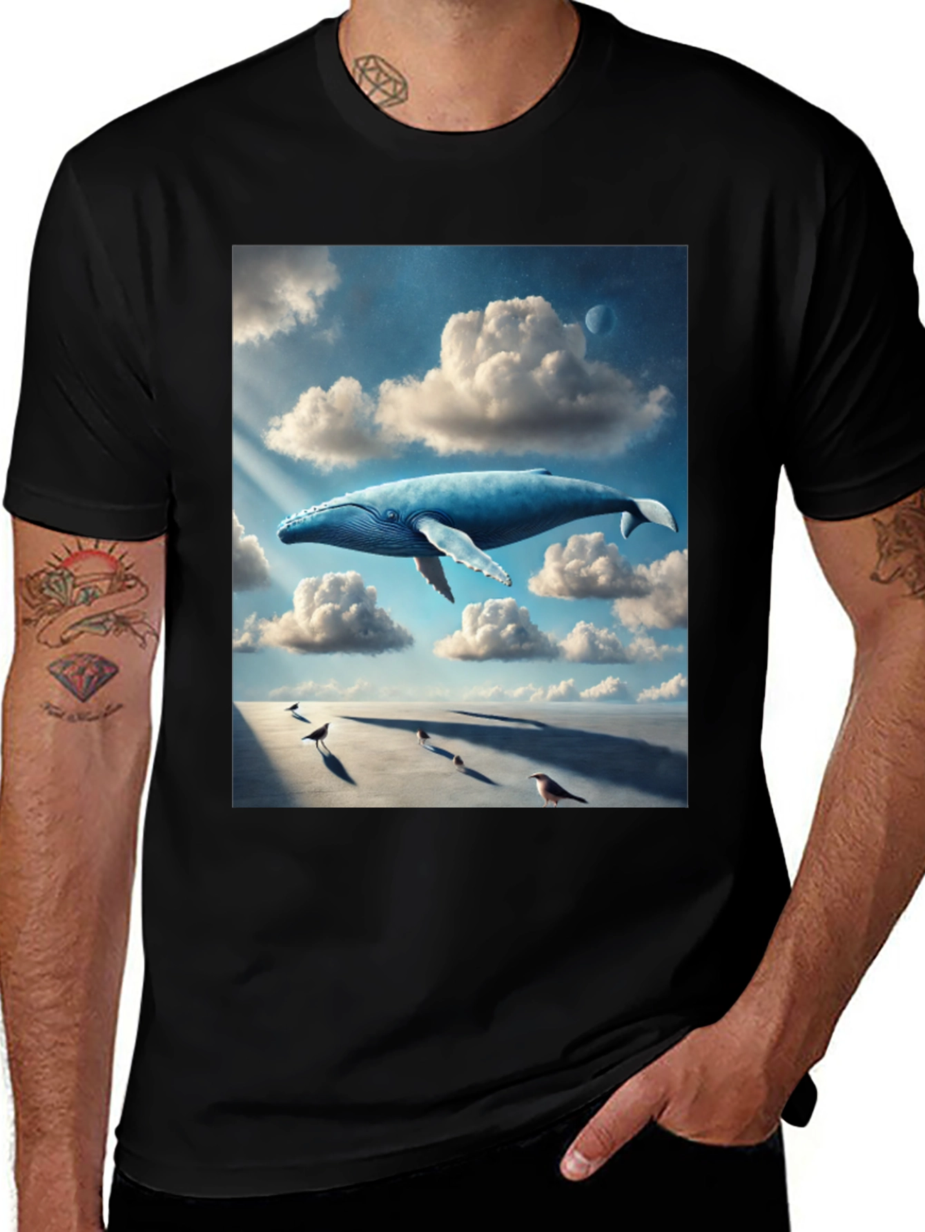 Variant 6 of Whimsical Whale Dreamscape Graphic Tee
