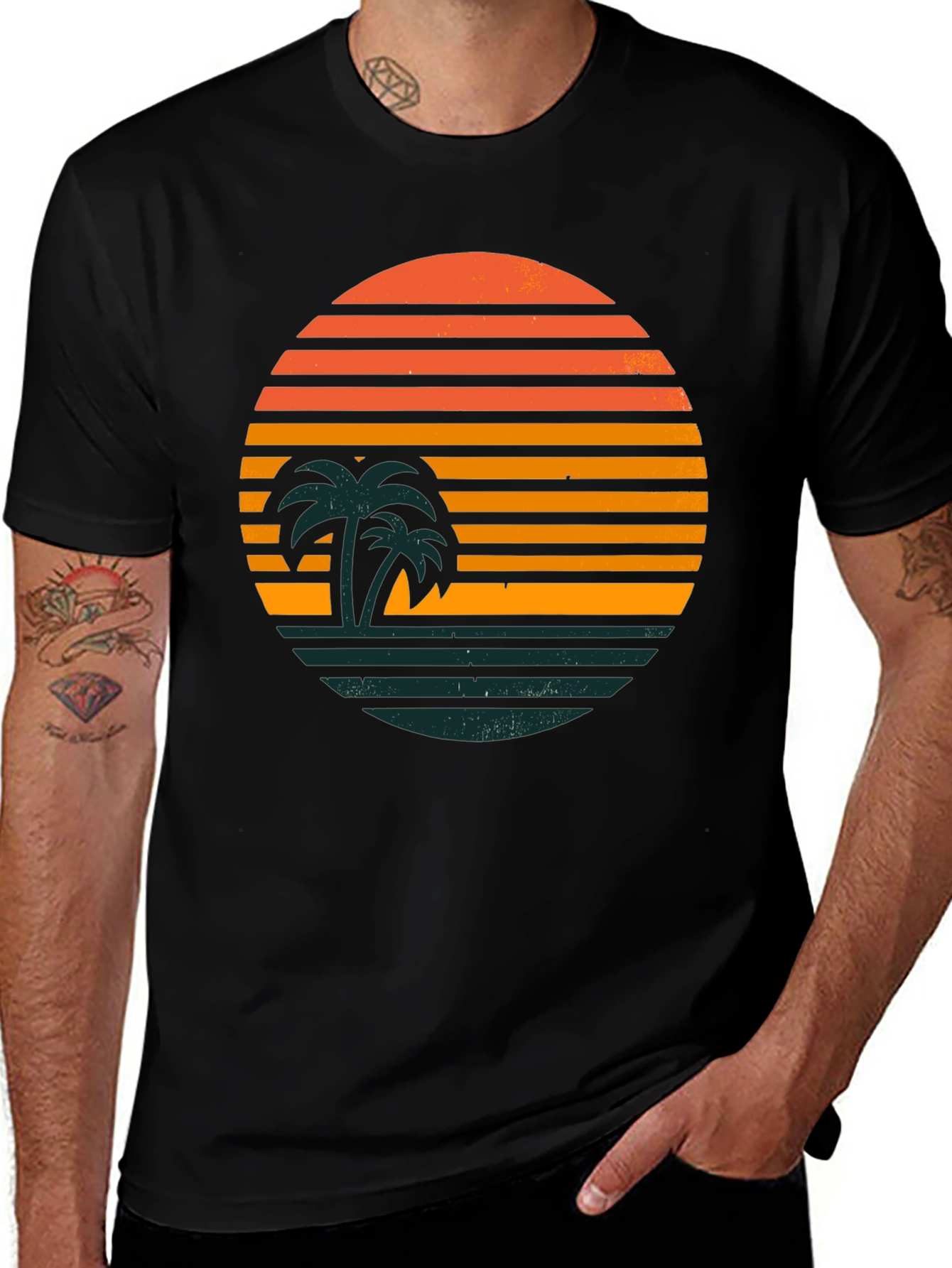Variant 23 of Retro Sunset Palm Tree Graphic Tee