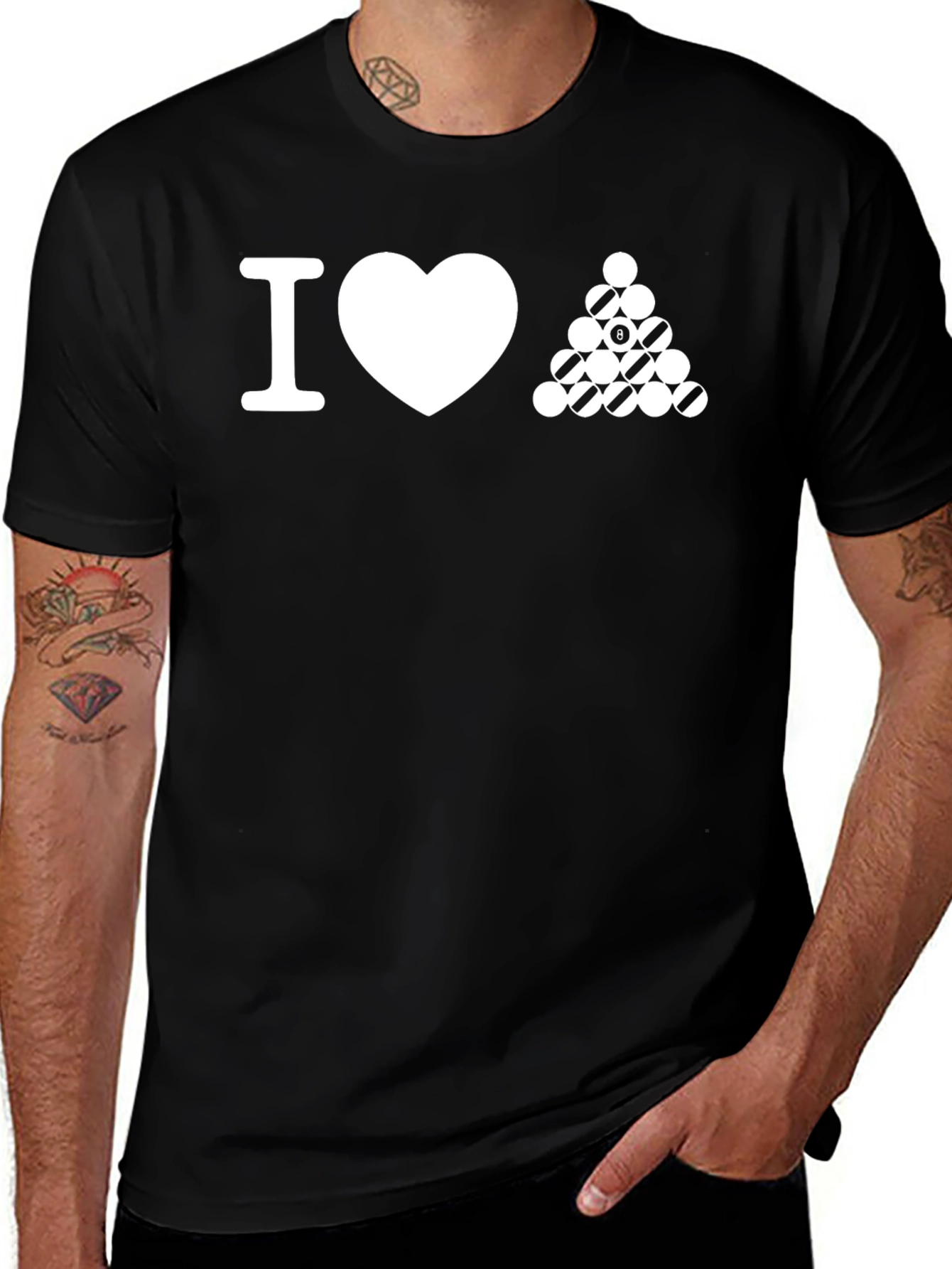 Variant 15 of I Love Billiards T-Shirt - Pool Player Tee